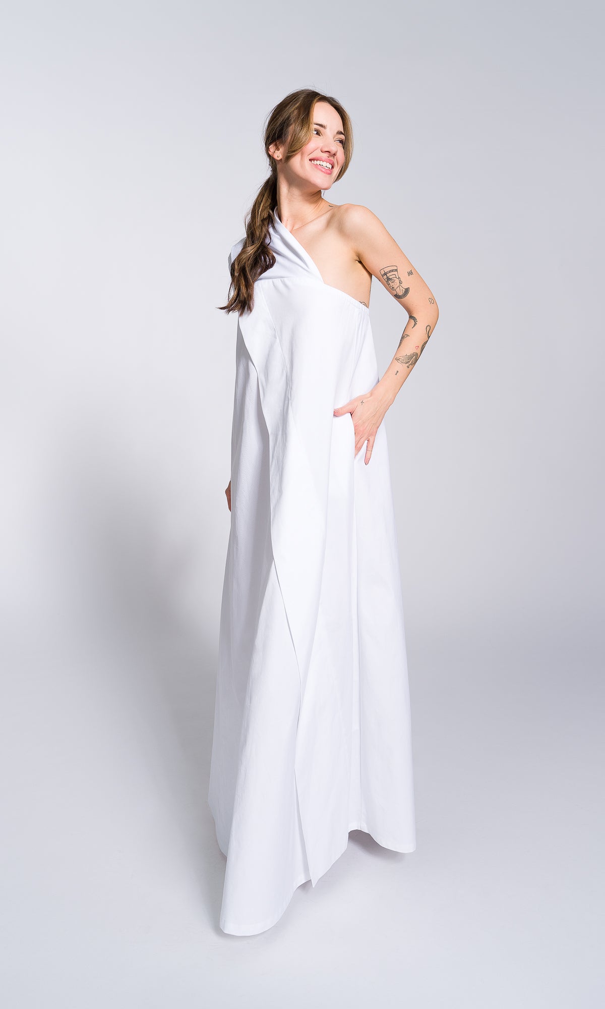 One Shoulder Maxi Dress with Belt - AAKASHA