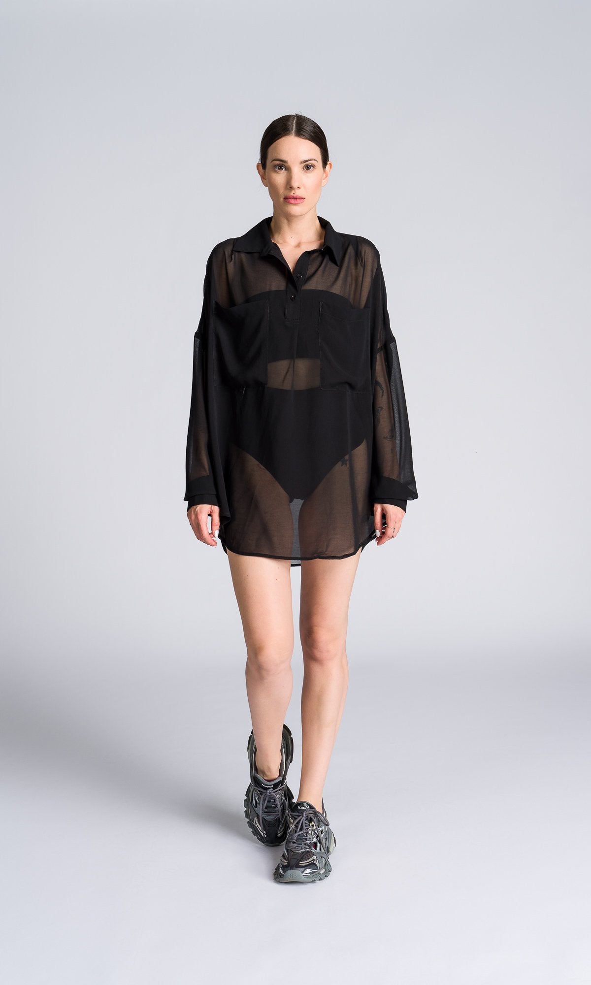 Longline Sheer Chiffon Shirt - AAKASHA