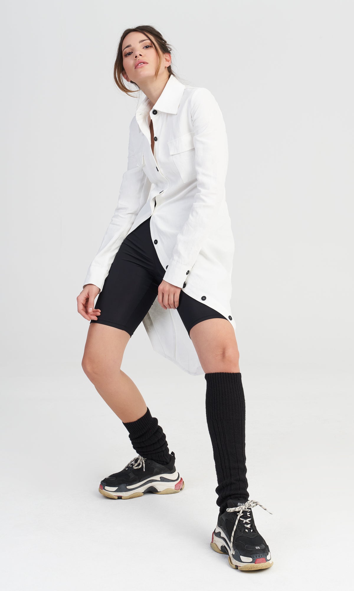 Fitted Shirt with Asymmetric Tail - AAKASHA