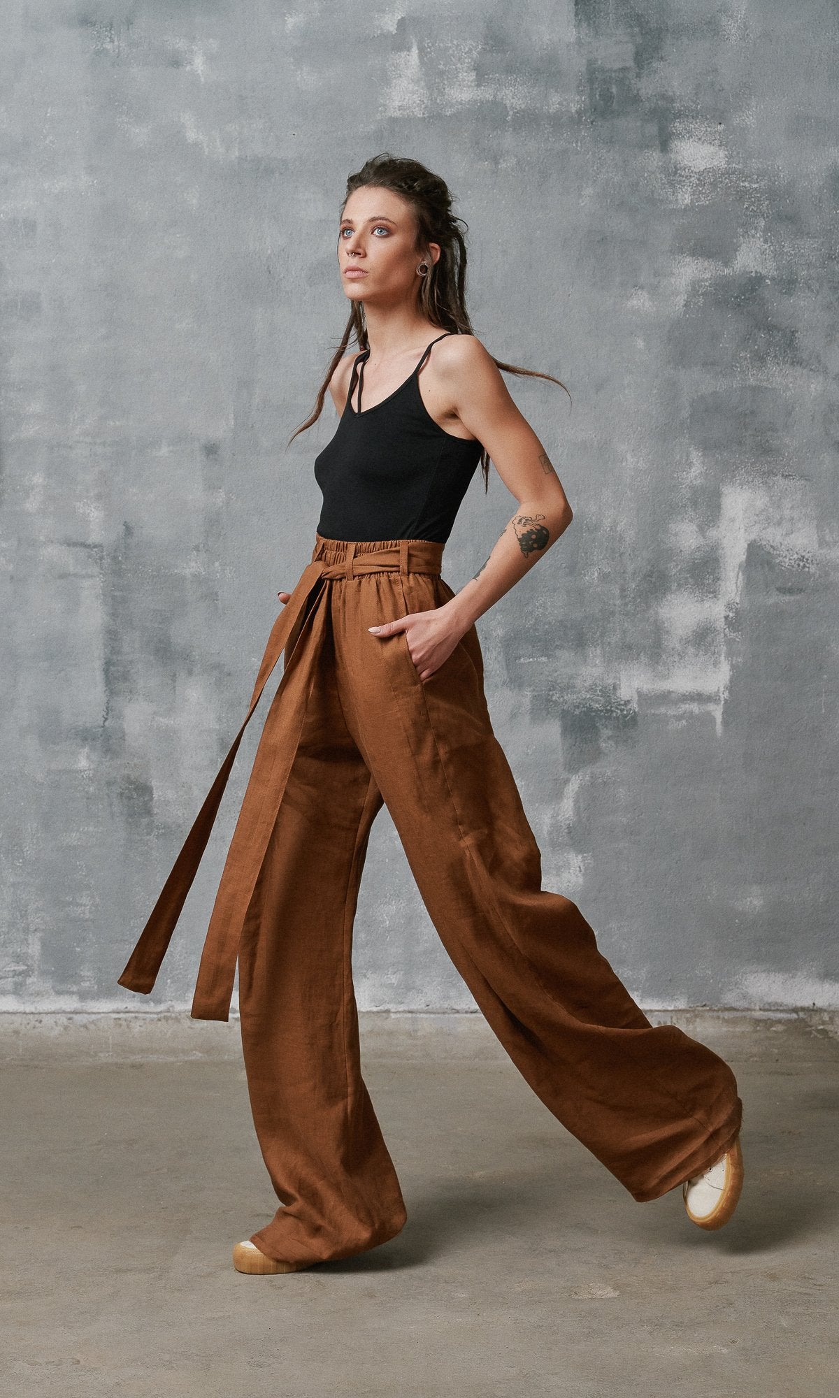 Wide Leg Linen Pants - AAKASHA