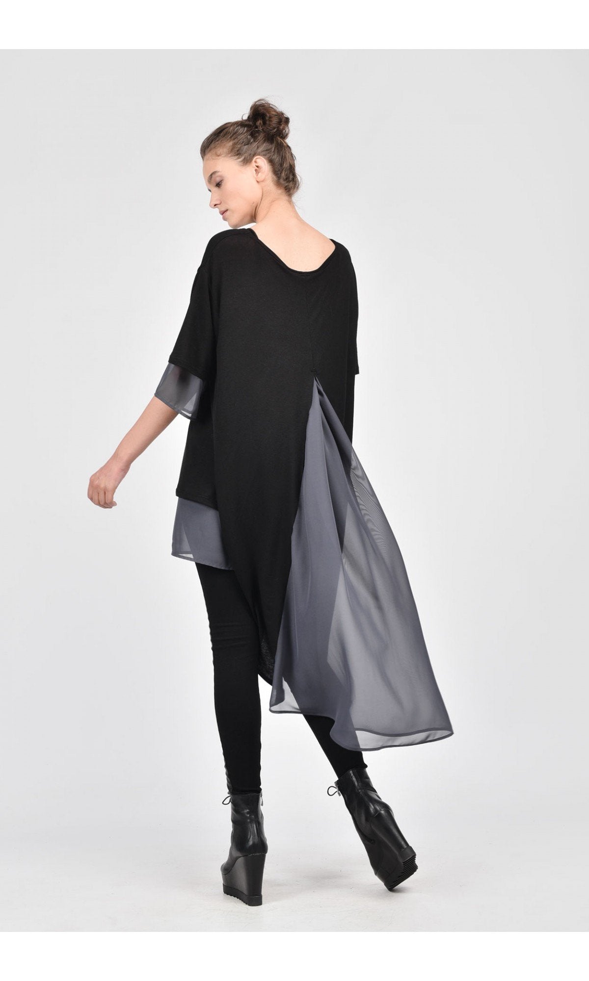 Loose Shirt with Chiffon Back - AAKASHA