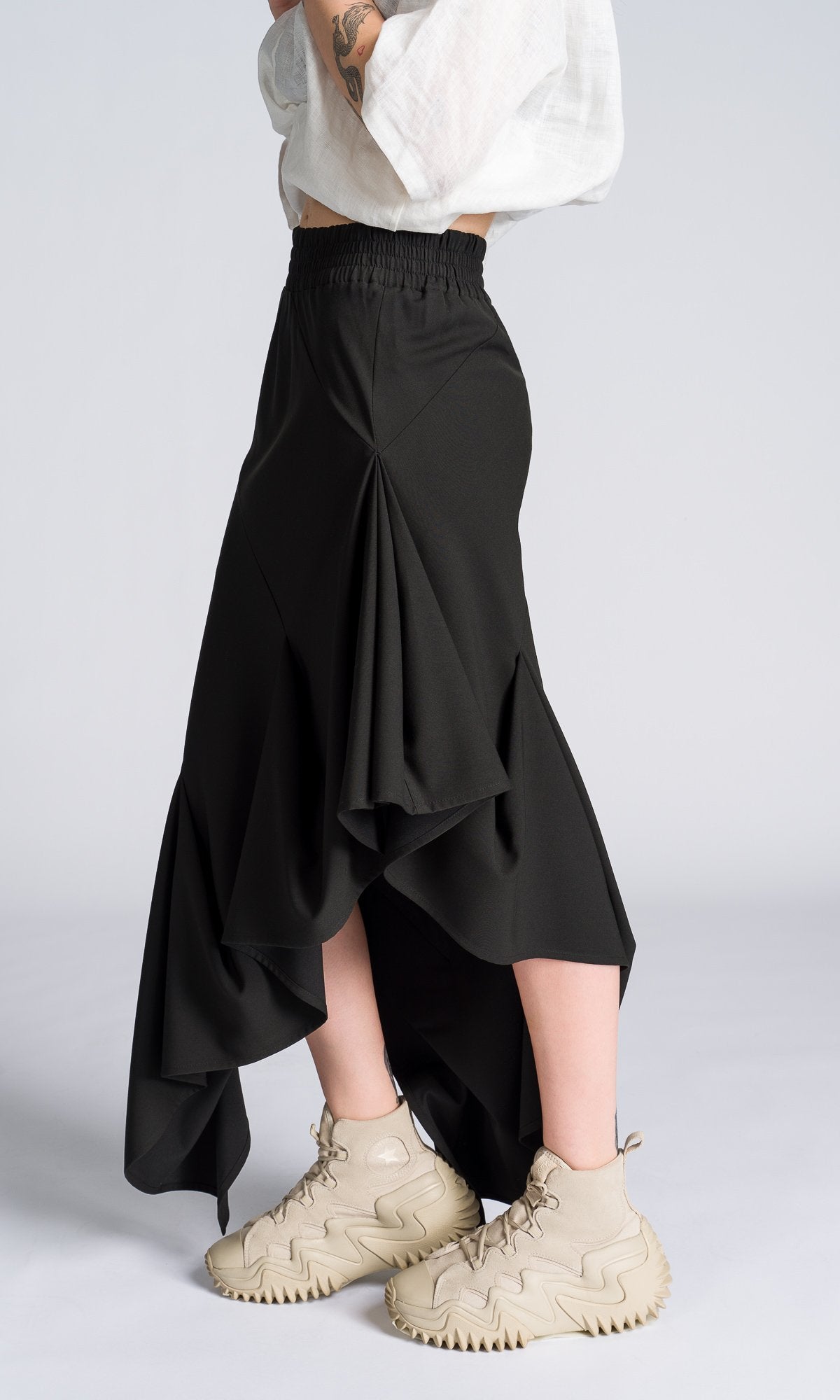 Asymmetric Ruffle Maxi Skirt - AAKASHA