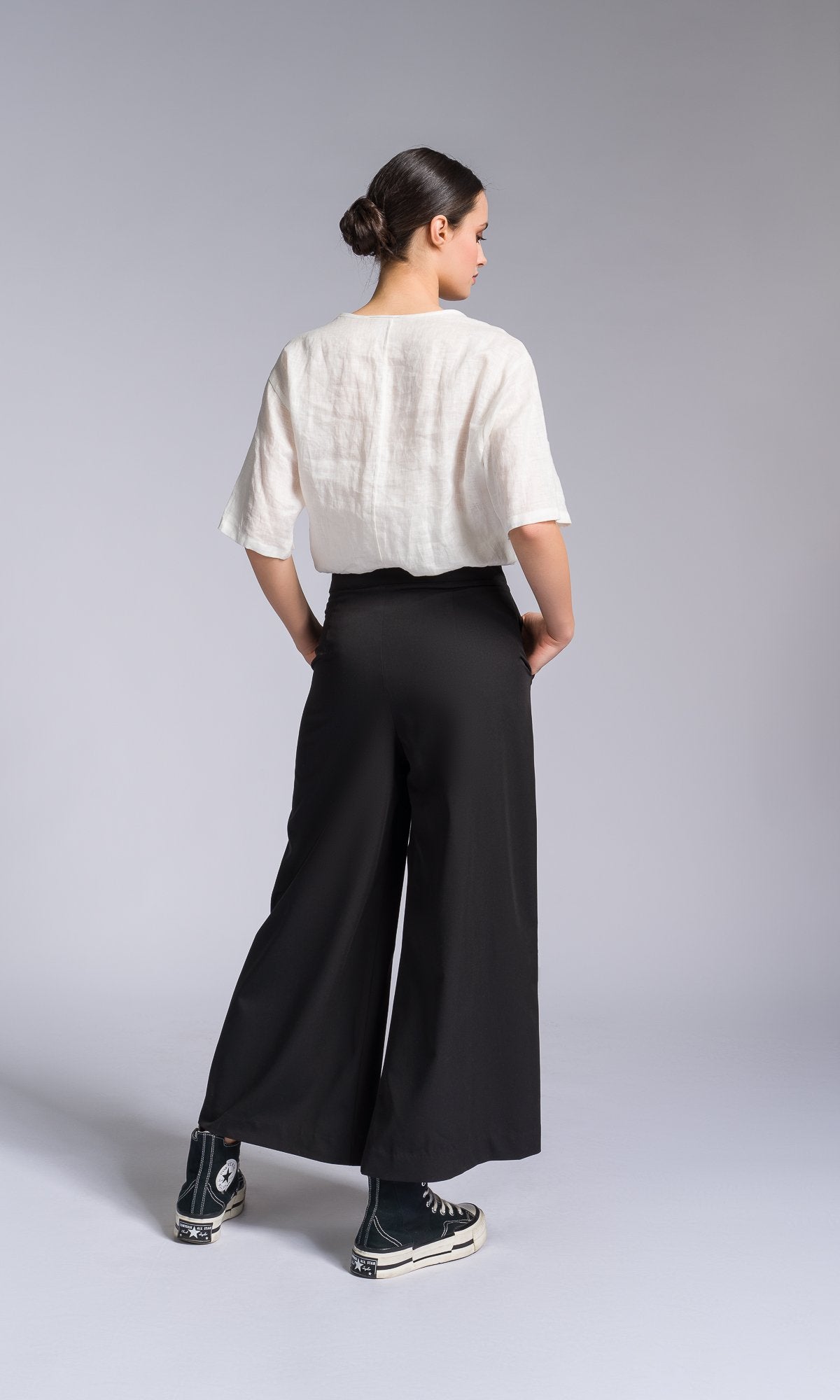 Wide Leg Pants with Front Pleat - AAKASHA