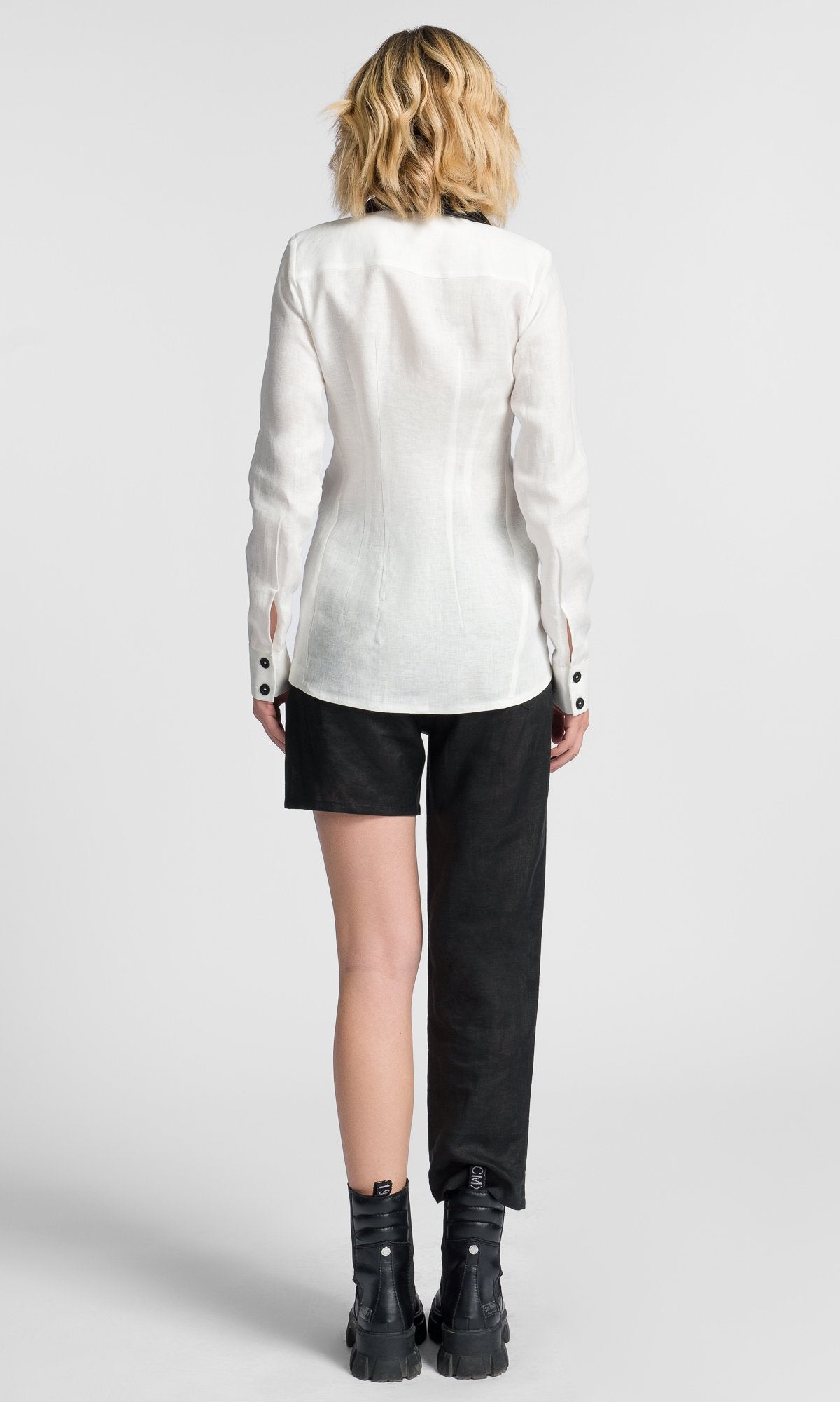 Linen Shirt with Asymmetric Closure - AAKASHA