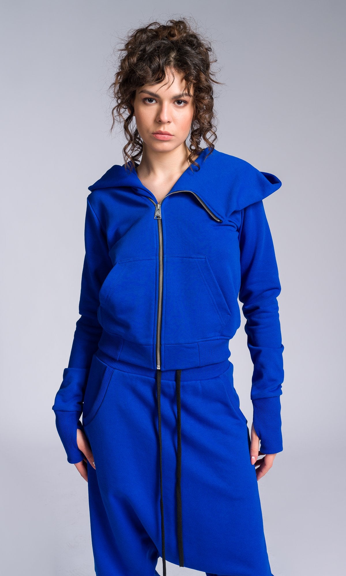 Short Hoodie with Asymmetric Closure - AAKASHA