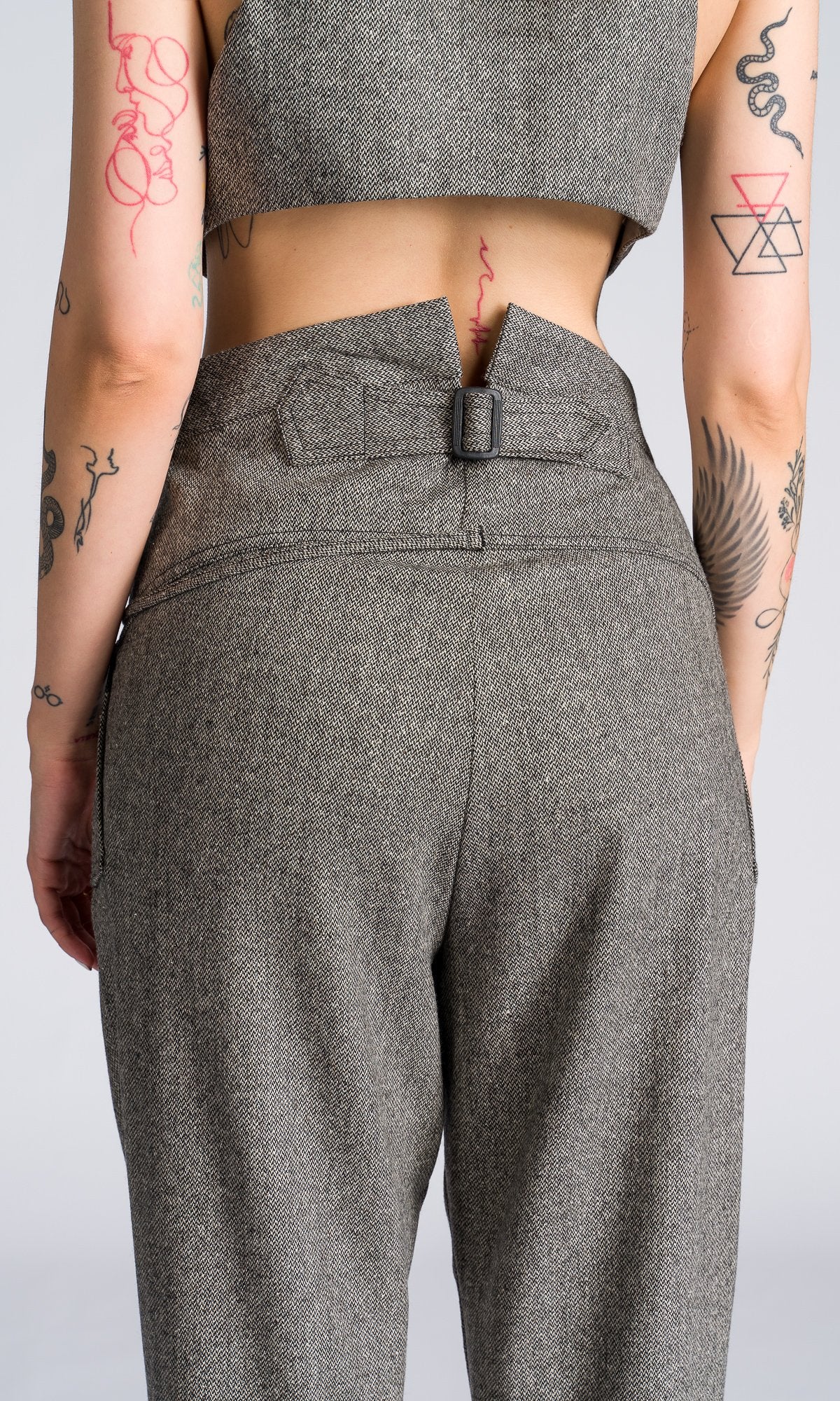 Tapered Pants with Overlap Front - AAKASHA