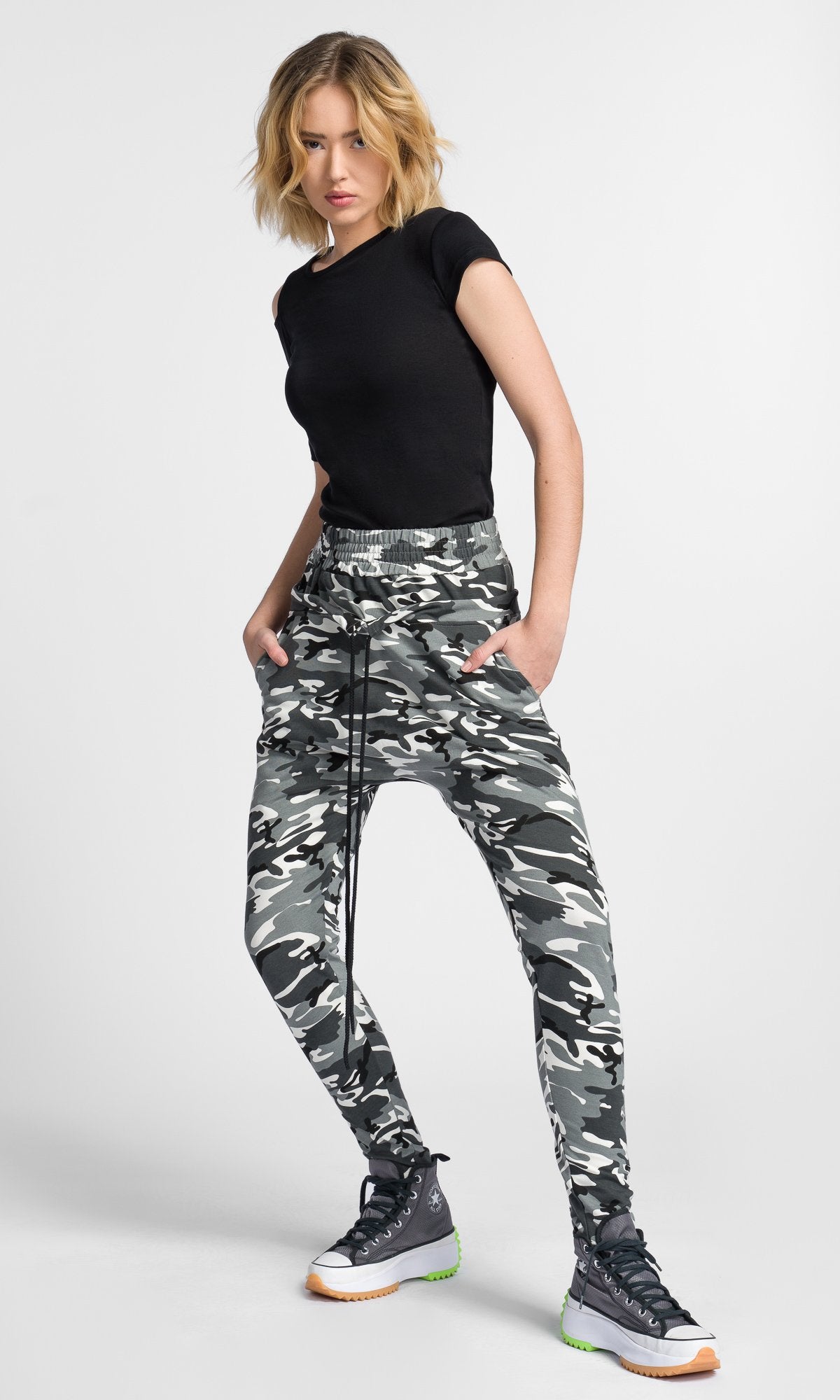 Double Waist Drop Crotch Pants - AAKASHA