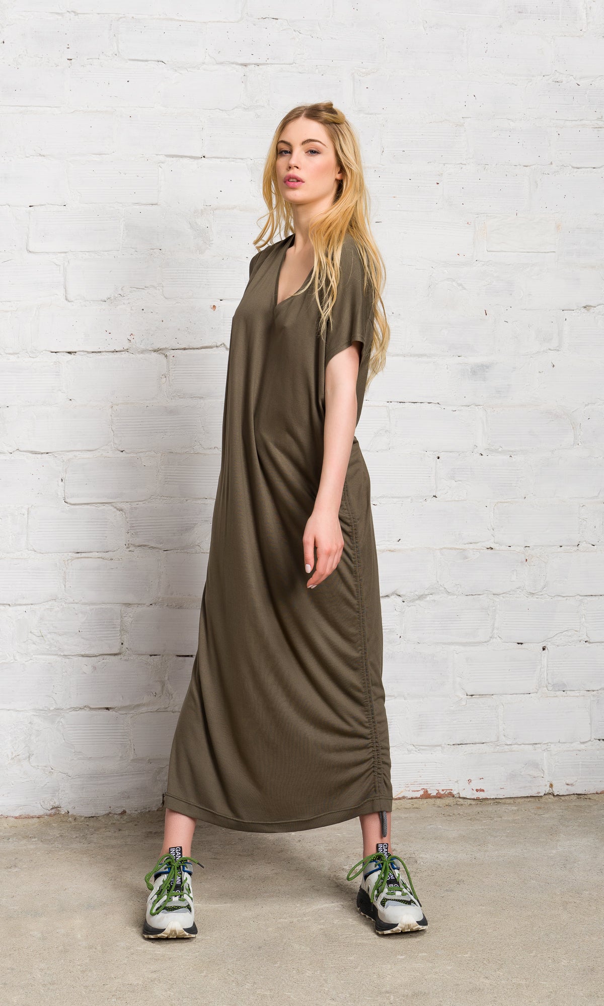 Casual Maxi Dress with Adjustable Drawstring - AAKASHA