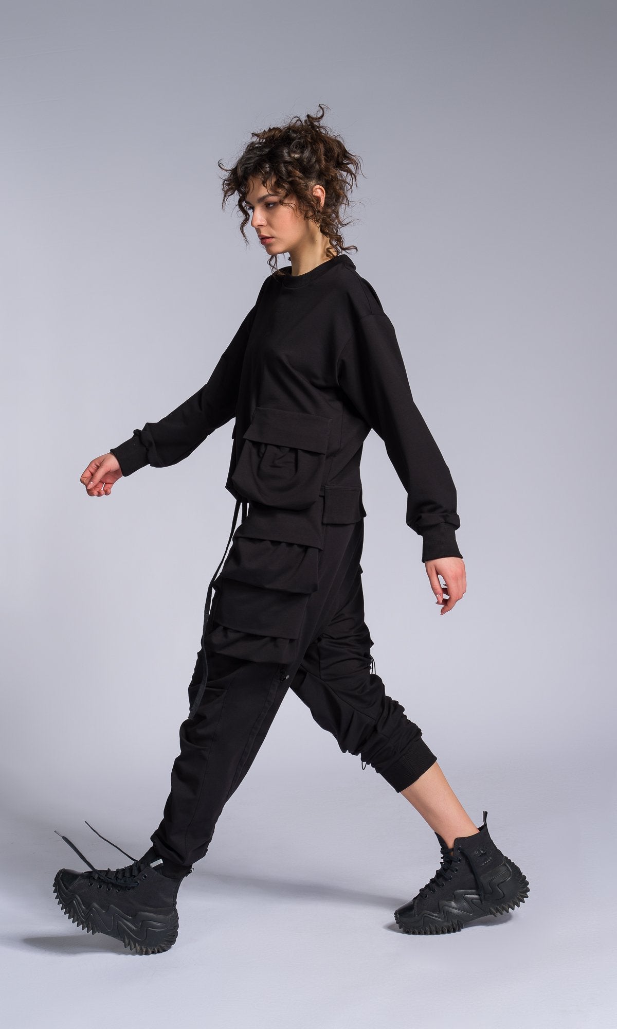 Adjustable Leg Pants with Layered Pockets - AAKASHA