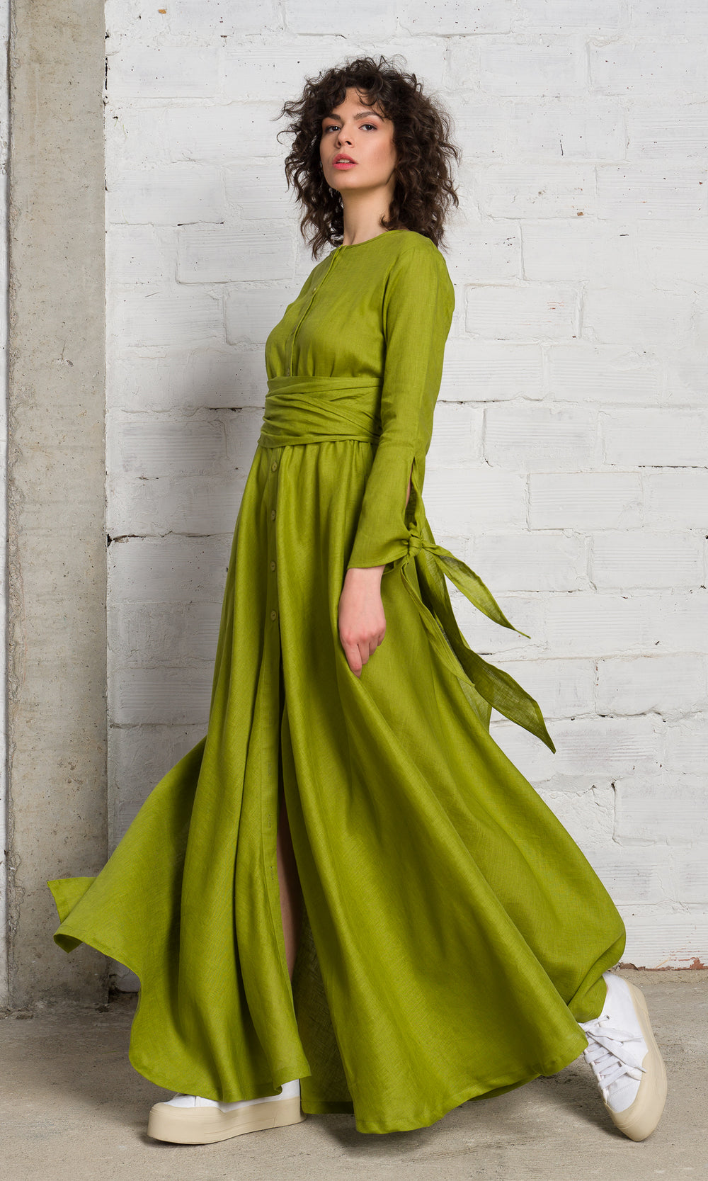 Lunara Linen Belted Shirt Dress