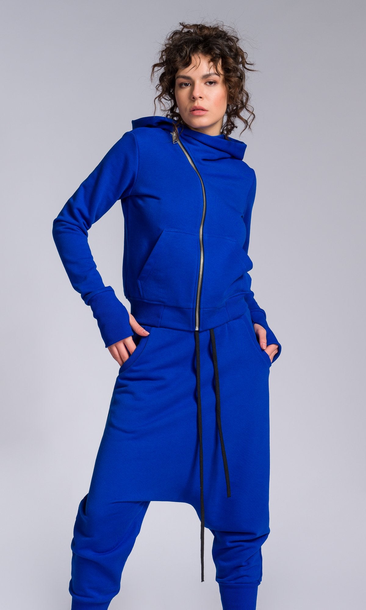 Short Hoodie with Asymmetric Closure - AAKASHA