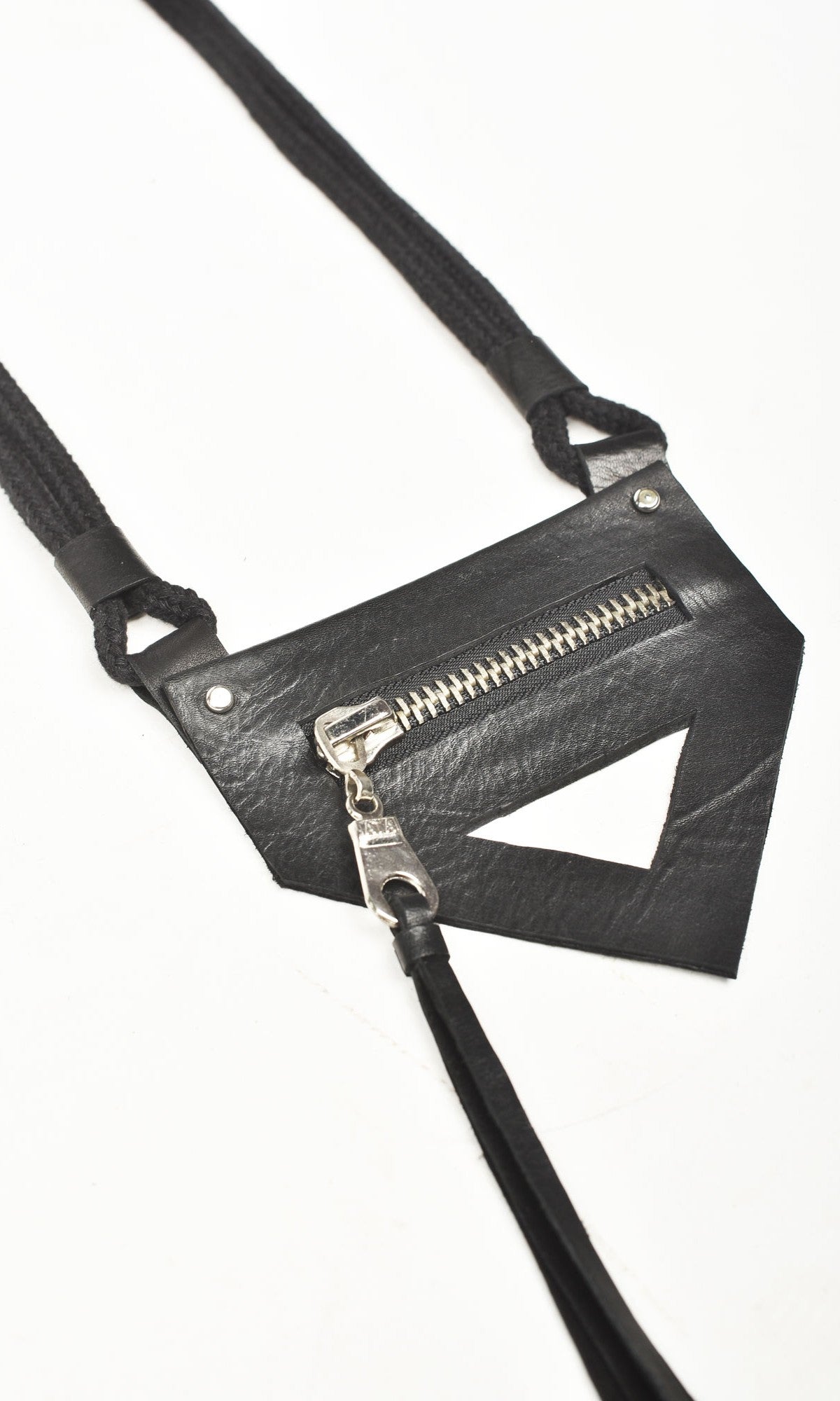 Triangle Zipper Leather Necklace