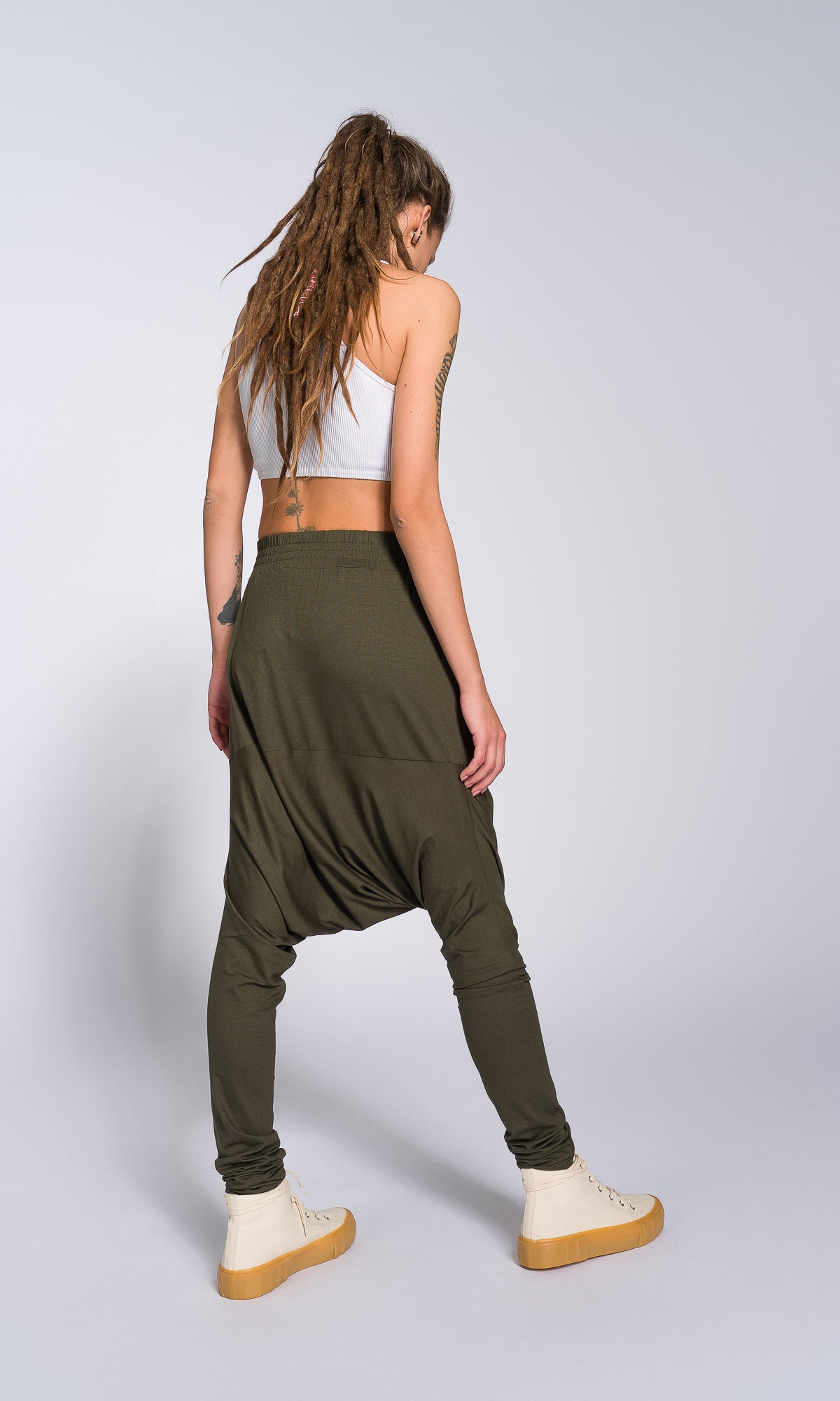 Loose Drop Crotch Pants with Slim Leg - AAKASHA