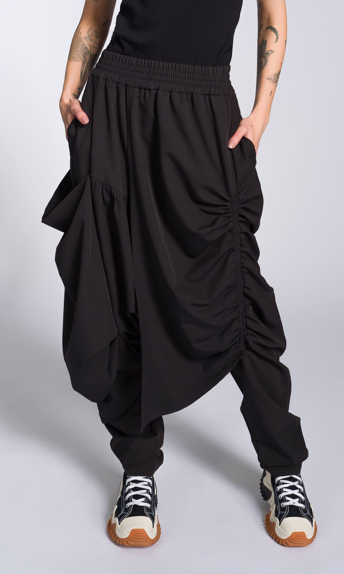 Draped Drop Crotch Pants - AAKASHA