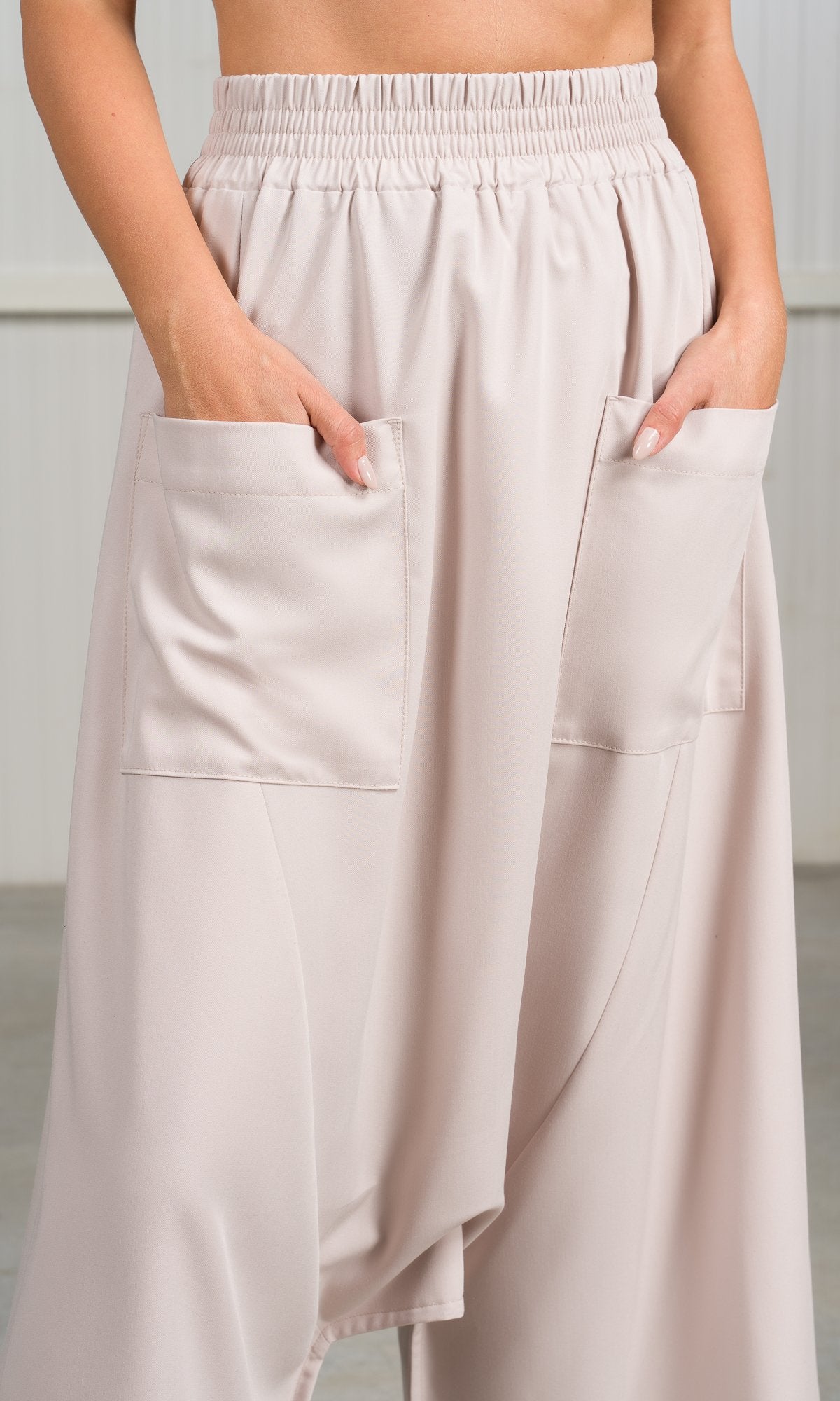 Deep Drop Crotch Pants with Wide Legs - AAKASHA