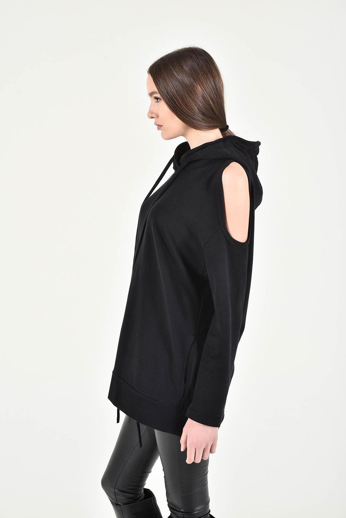 Extravagant Open Shoulder Hooded Sweatshirt