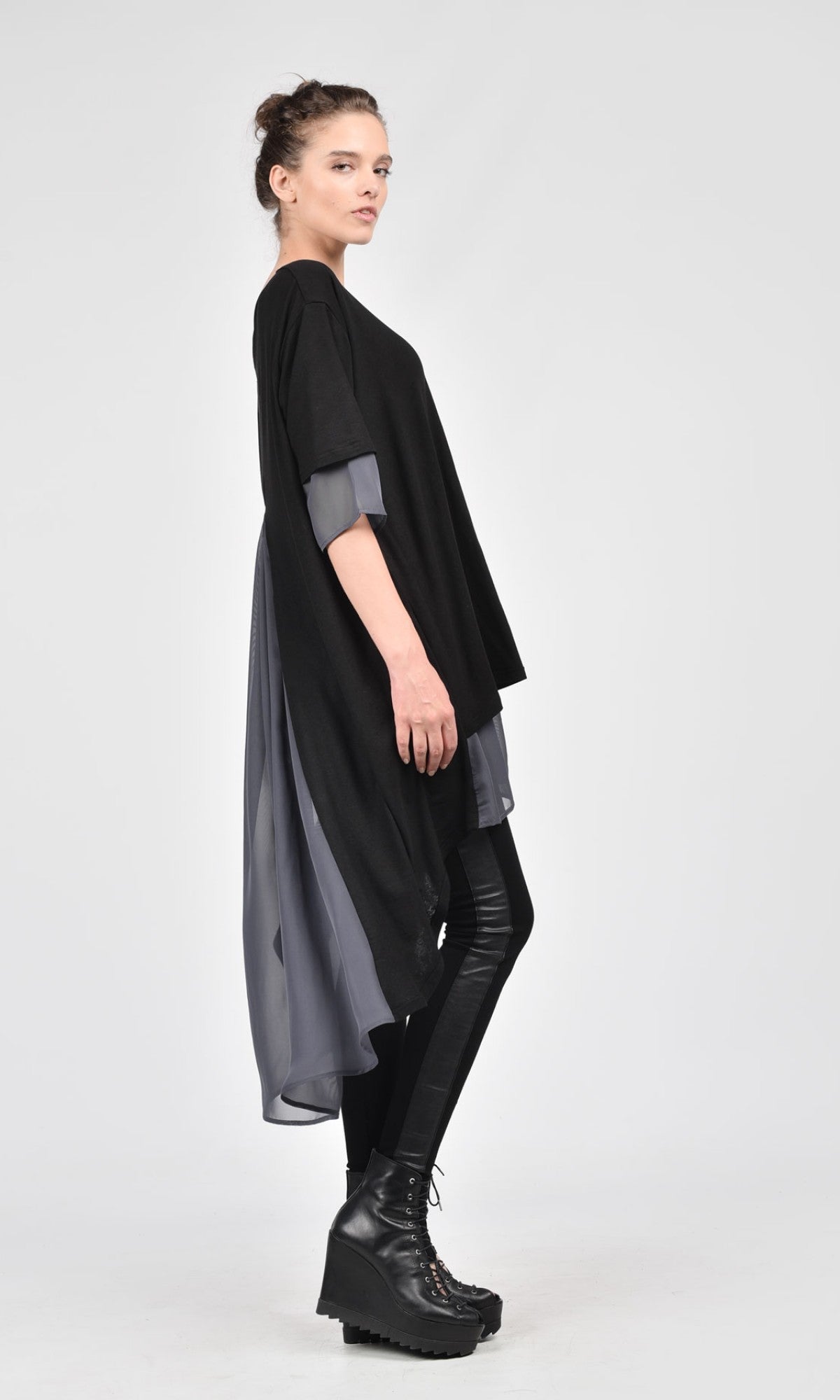 Loose Shirt with Chiffon Back - AAKASHA