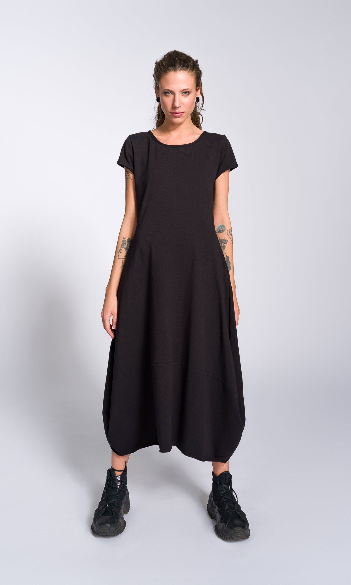 Short Sleeve Cocoon Midi Dress - AAKASHA