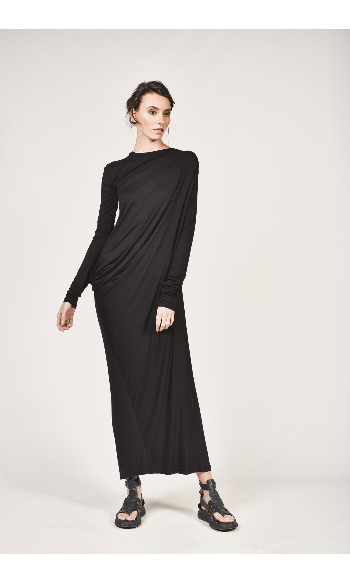 Long Asymmetric Draped Dress
