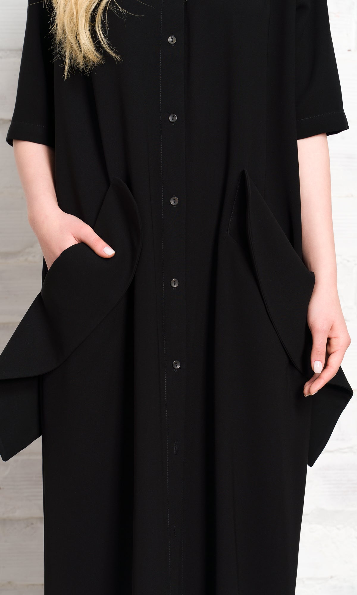 Long Shirt Dress with Large Pockets - AAKASHA