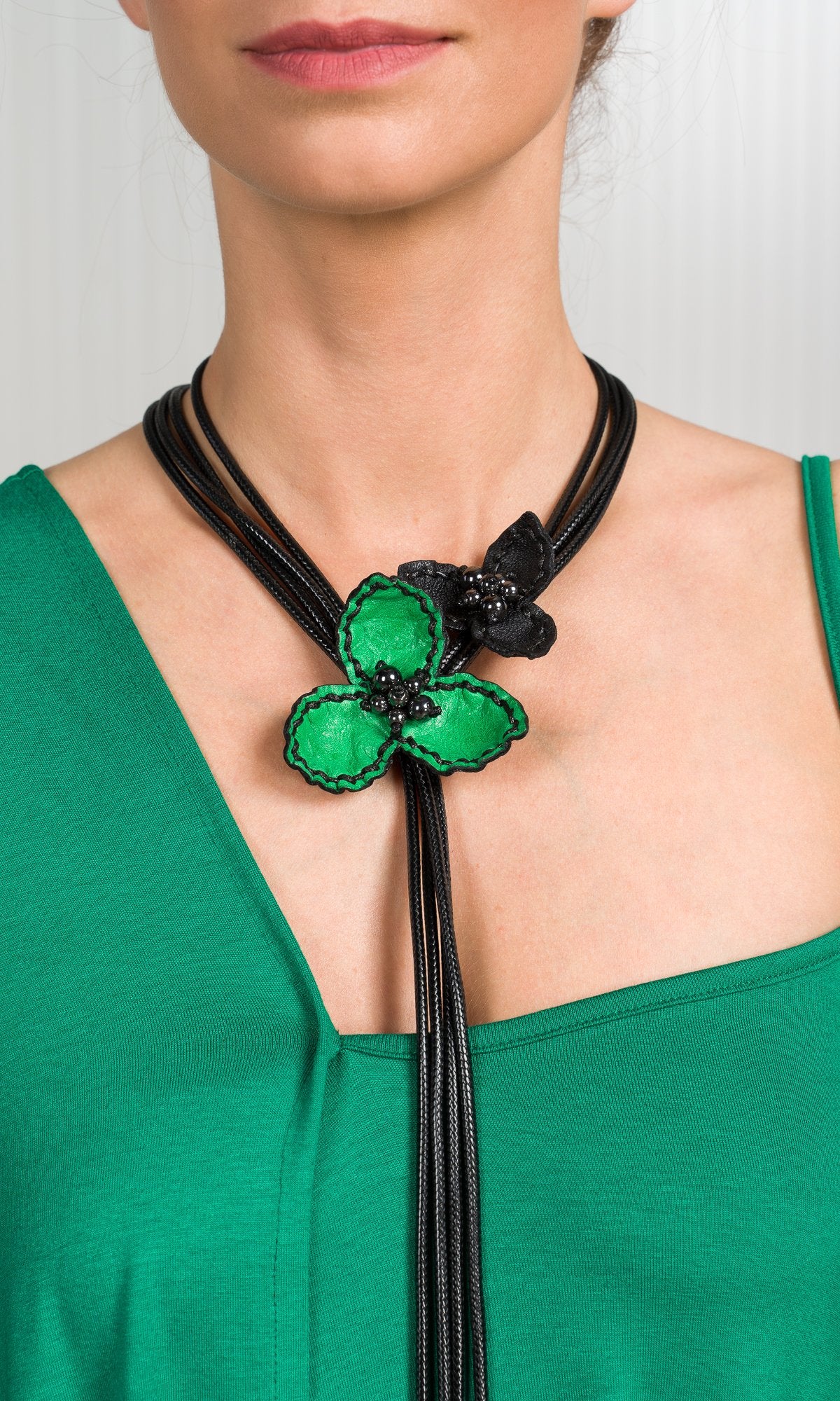 Colourful Leather Flower Necklace