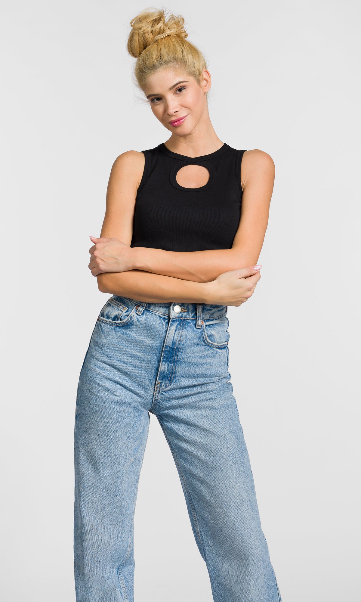 Sleeveless Circle Cut-Out Top - AAKASHA