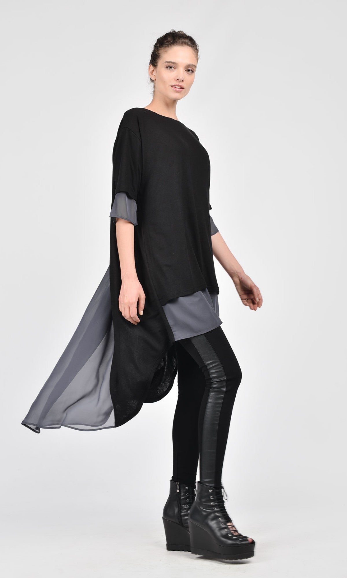 Loose Shirt with Chiffon Back - AAKASHA