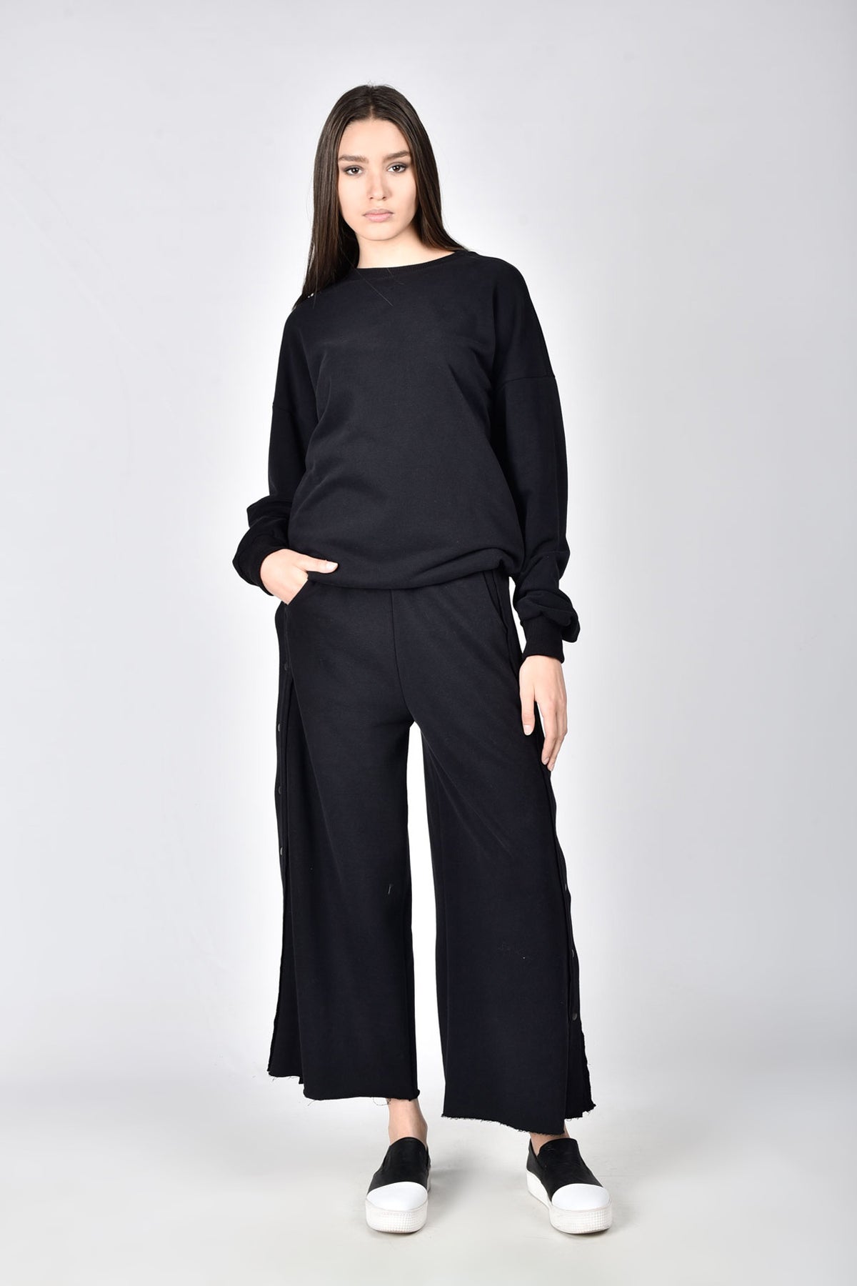 Chemisier grande taille en coton boutonné , haut ample oversize en French Terry