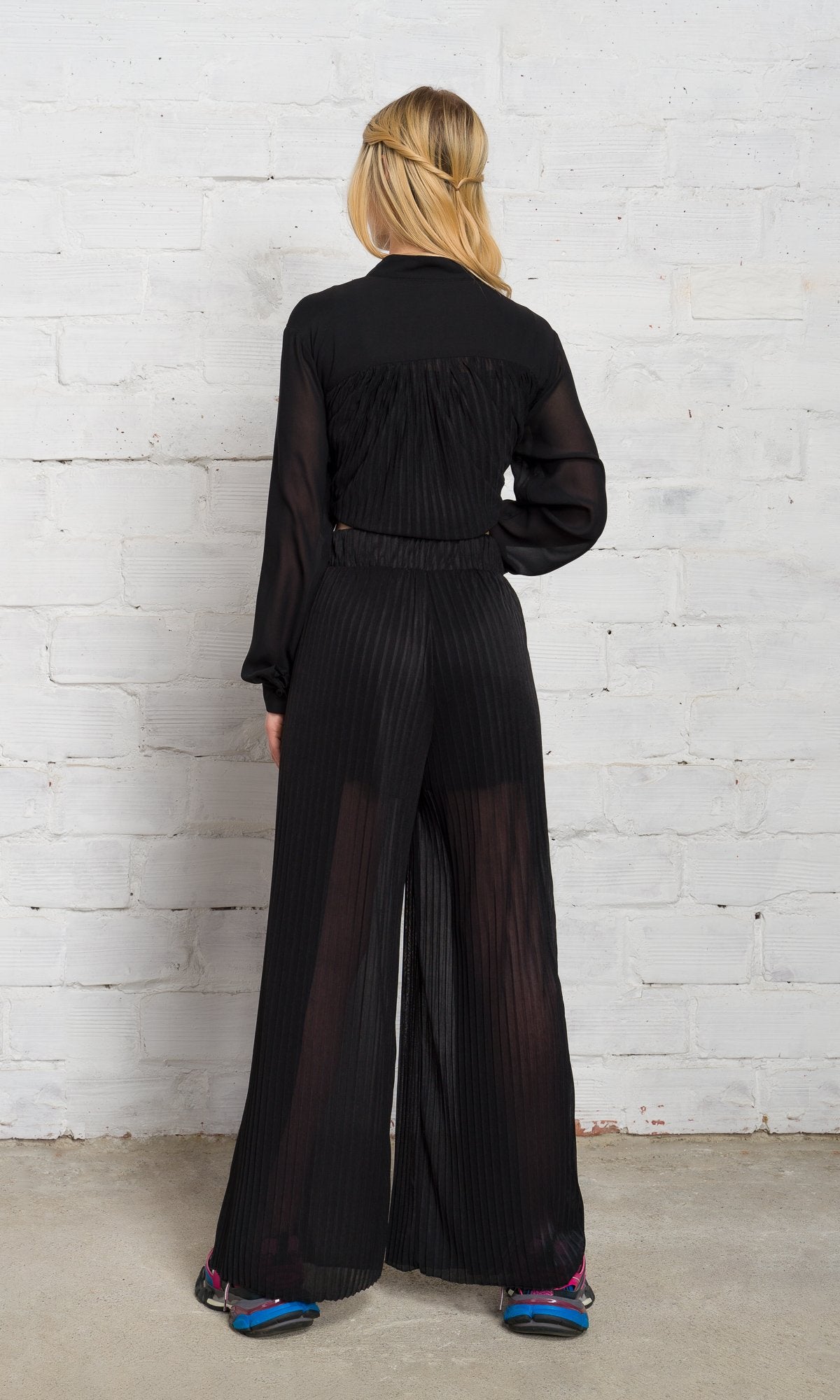 Two-piece Set of Sheer Pleated Pants