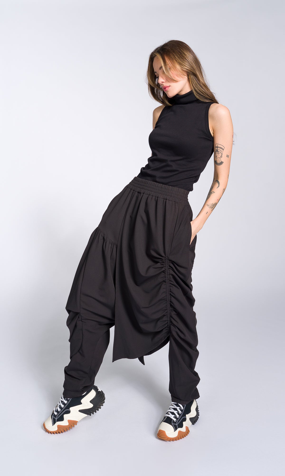 Draped Drop Crotch Pants - AAKASHA