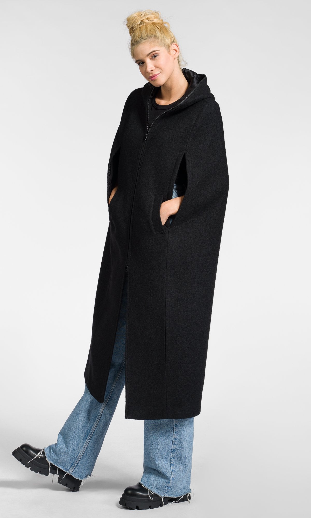 Long Zippered Cape Coat