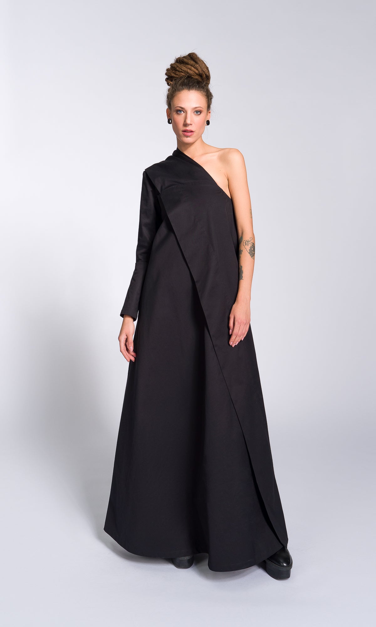 One Shoulder Maxi Dress with Belt - AAKASHA