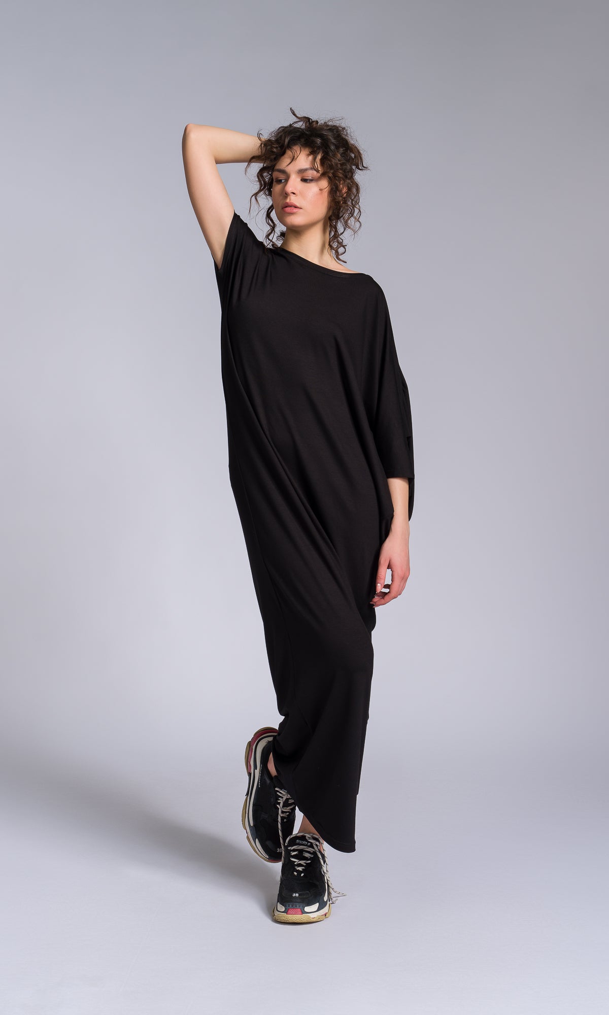 Batwing Sleeve Asymmetric Dress - AAKASHA