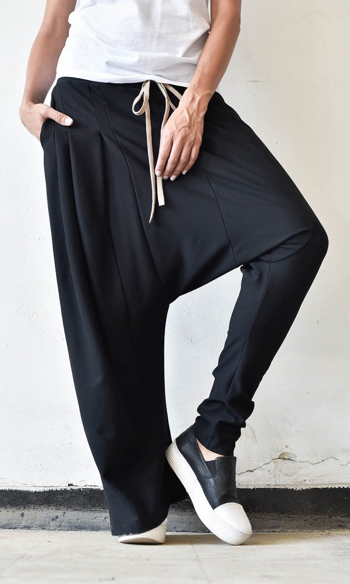 Asymmetric Leg Cotton Pants - AAKASHA