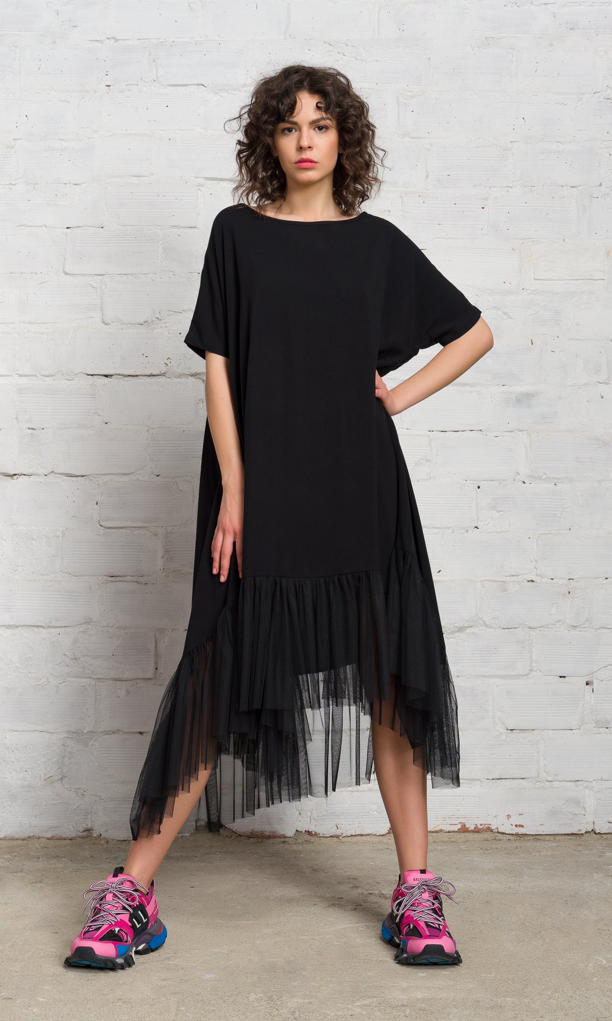 Oversized Tulle Hem Dress - AAKASHA