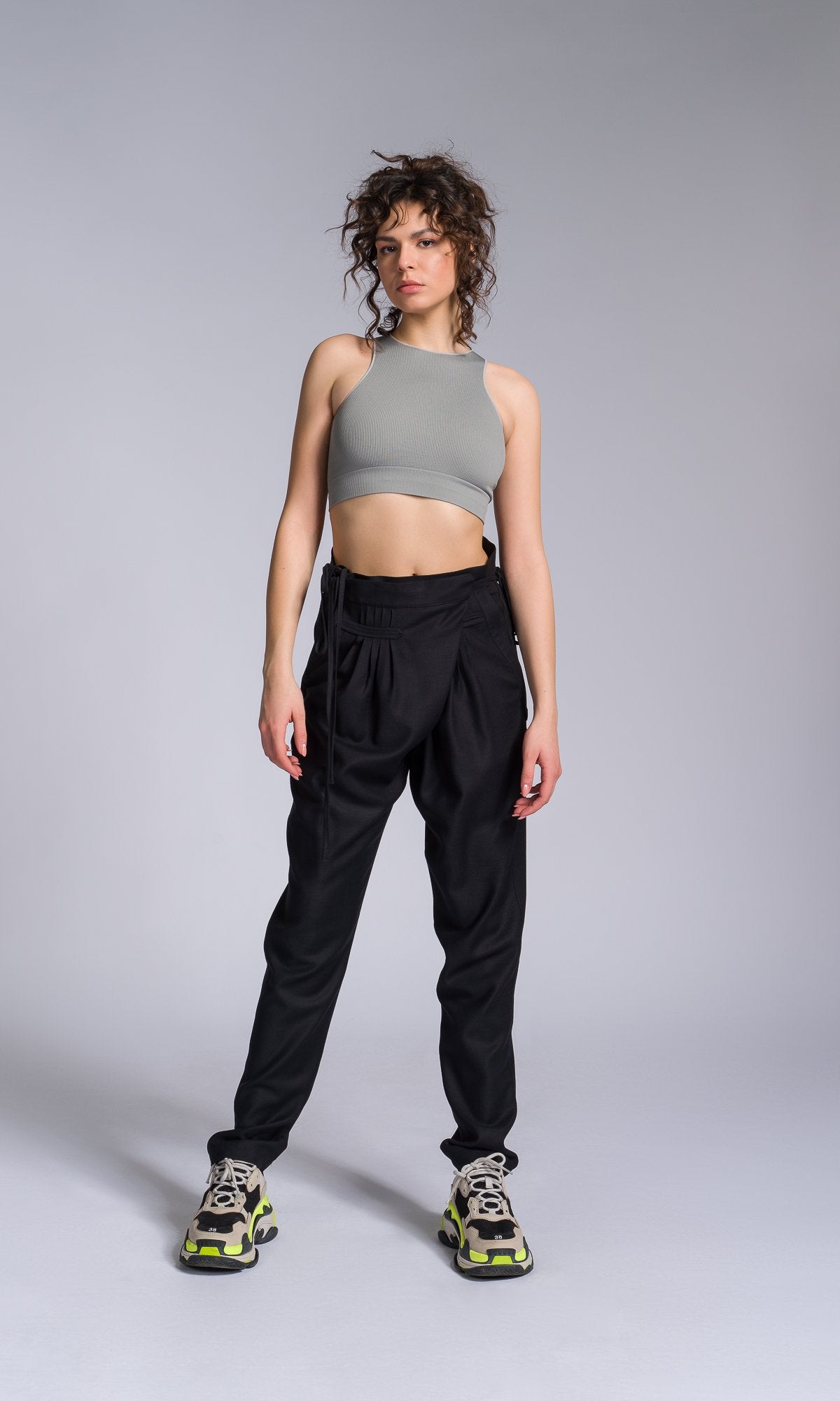 Tapered Pants with Overlap Front - AAKASHA