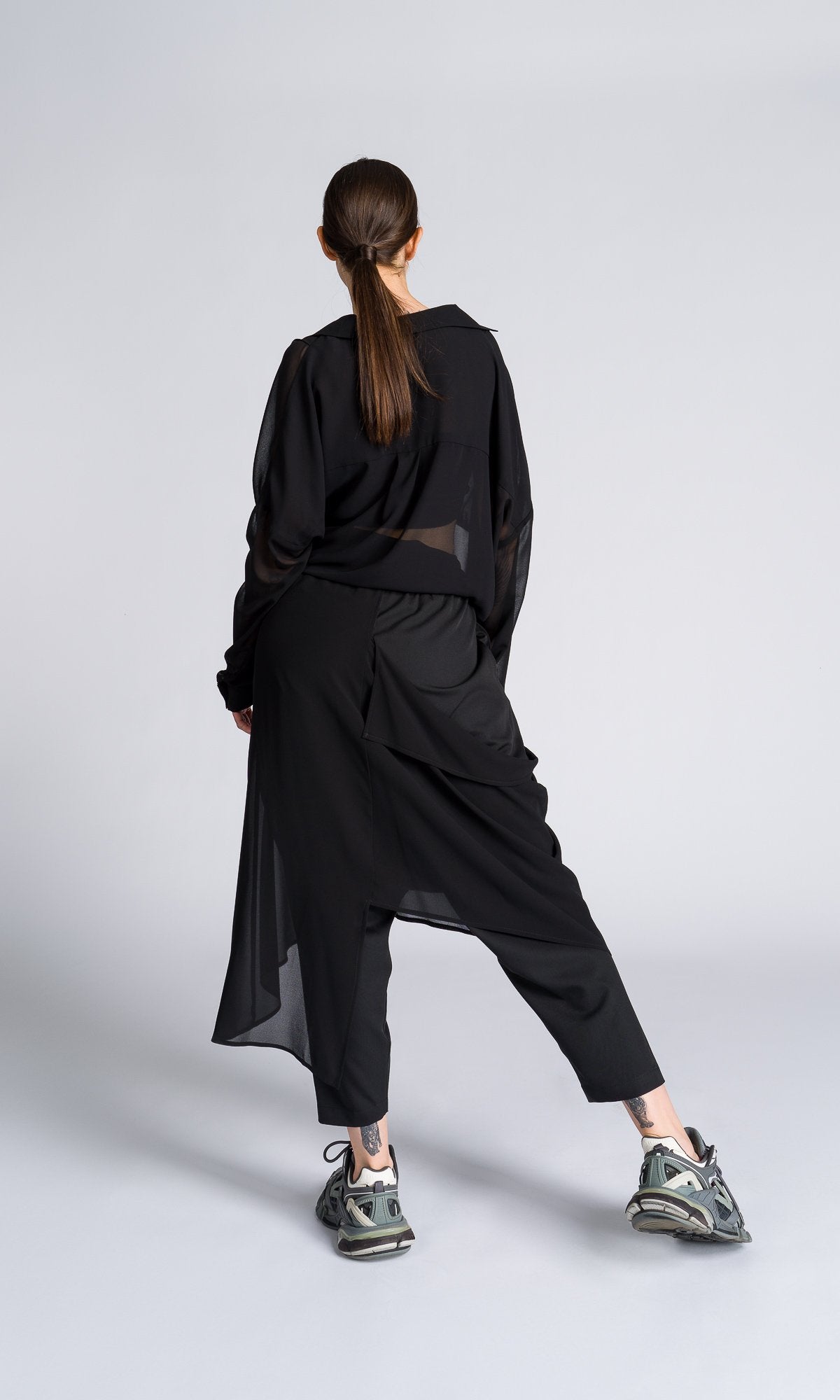 Chiffon Layers Drop Crotch Pants - AAKASHA