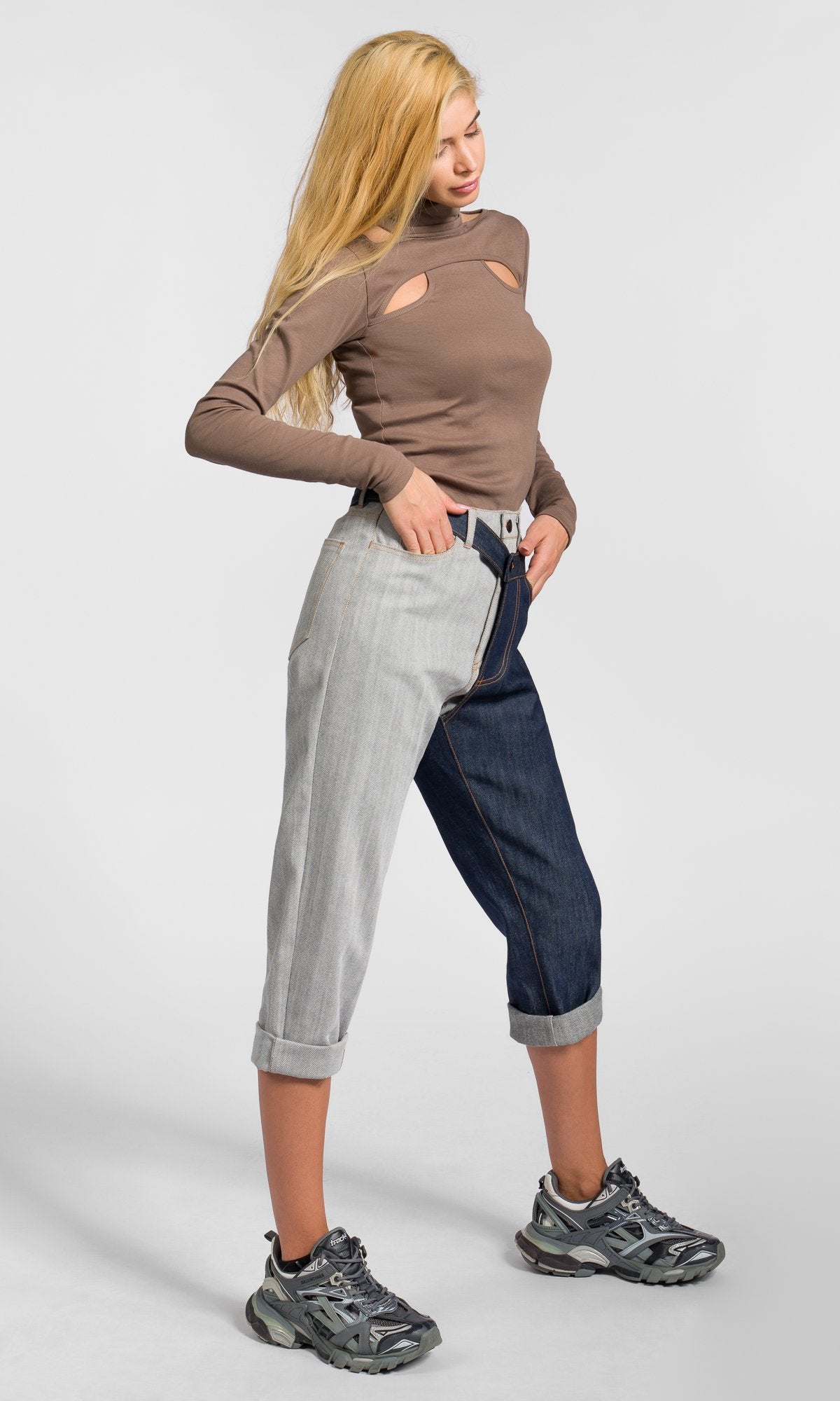 Detachable Two-Tone Jeans - AAKASHA