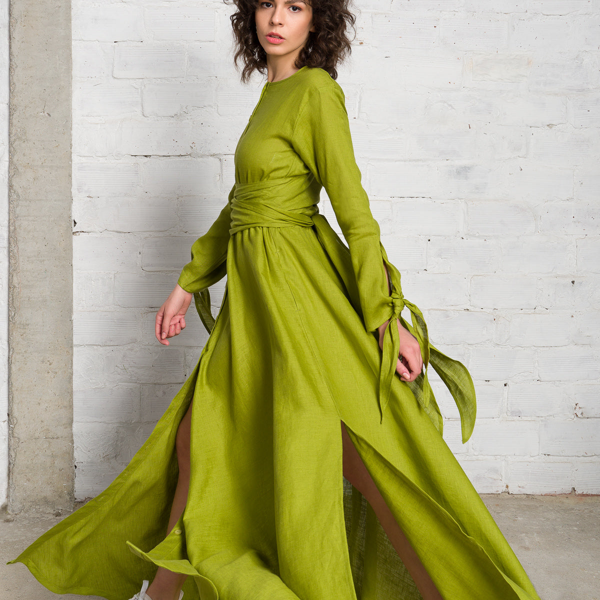 linen shirt dress with belt Linen shirt dress with belt - Women