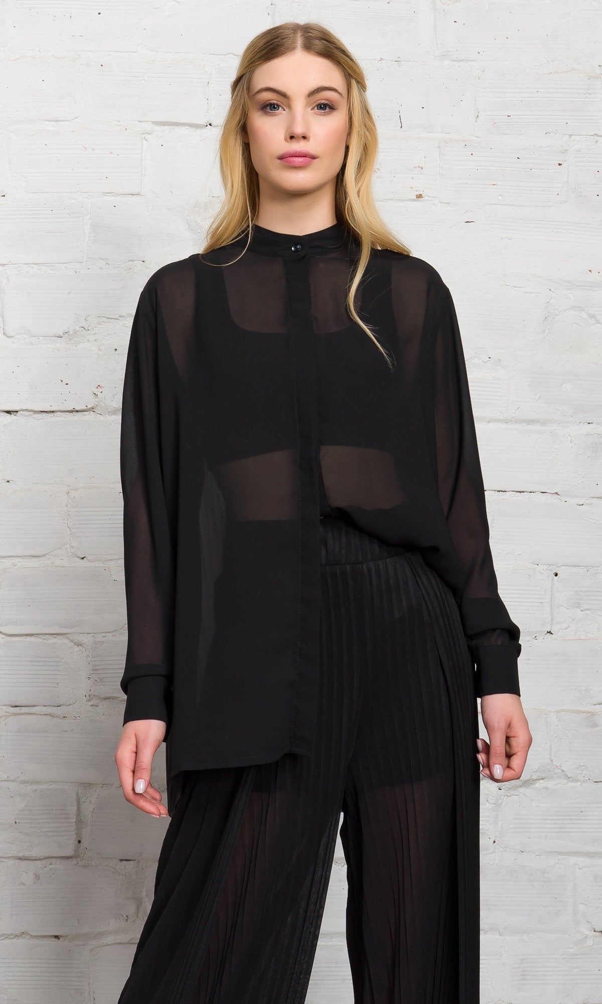 Pleated Back Sheer Shirt - AAKASHA