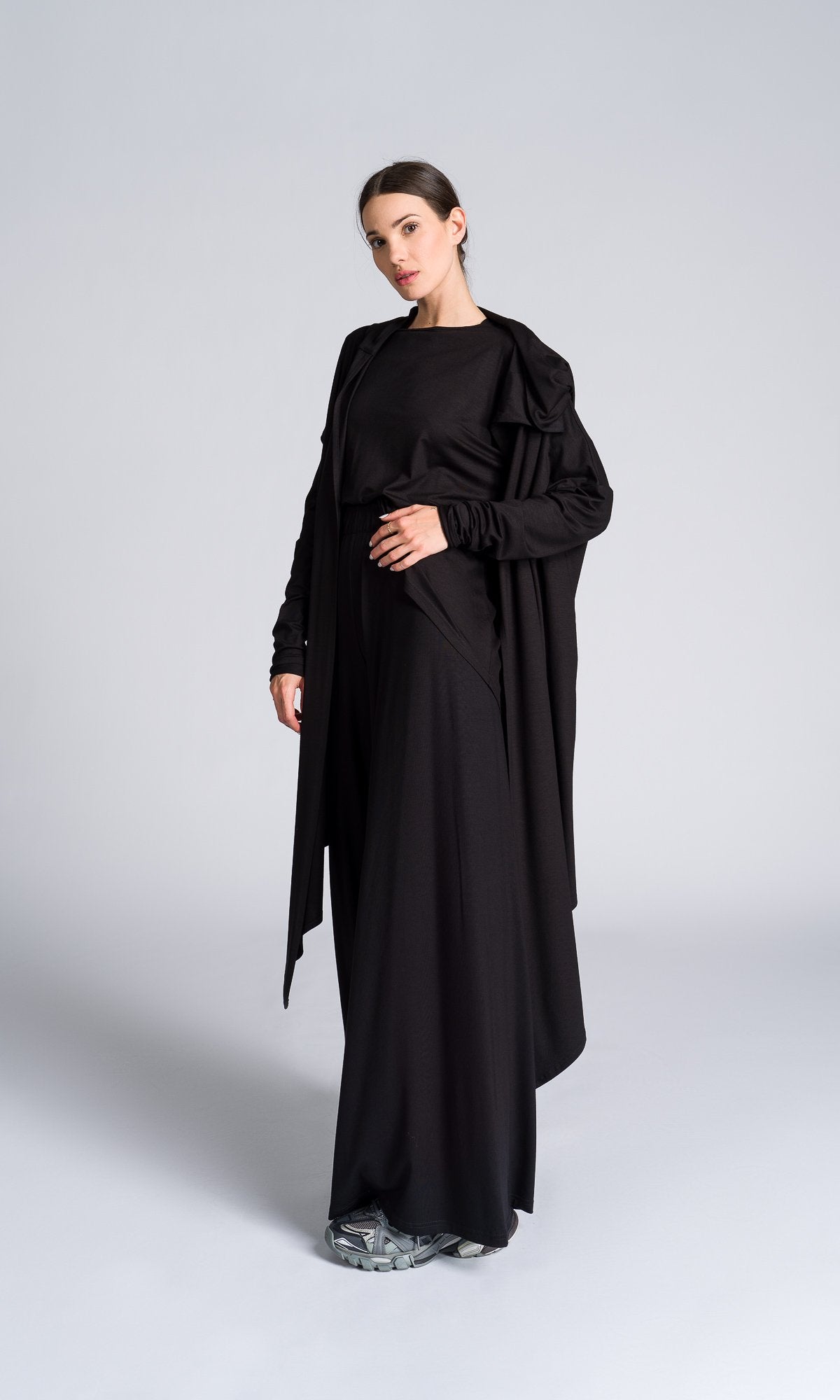 Hooded Jersey Midi Cardigan - AAKASHA