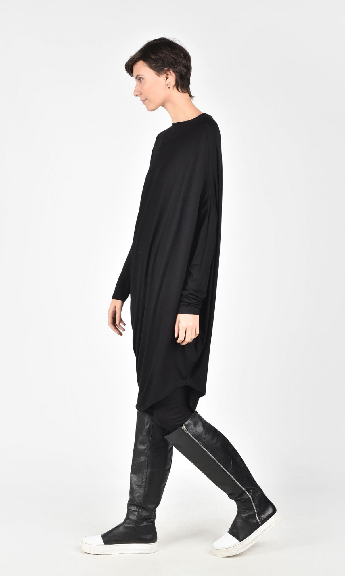 Asymmetric Long Sleeves Tunic Dress - AAKASHA