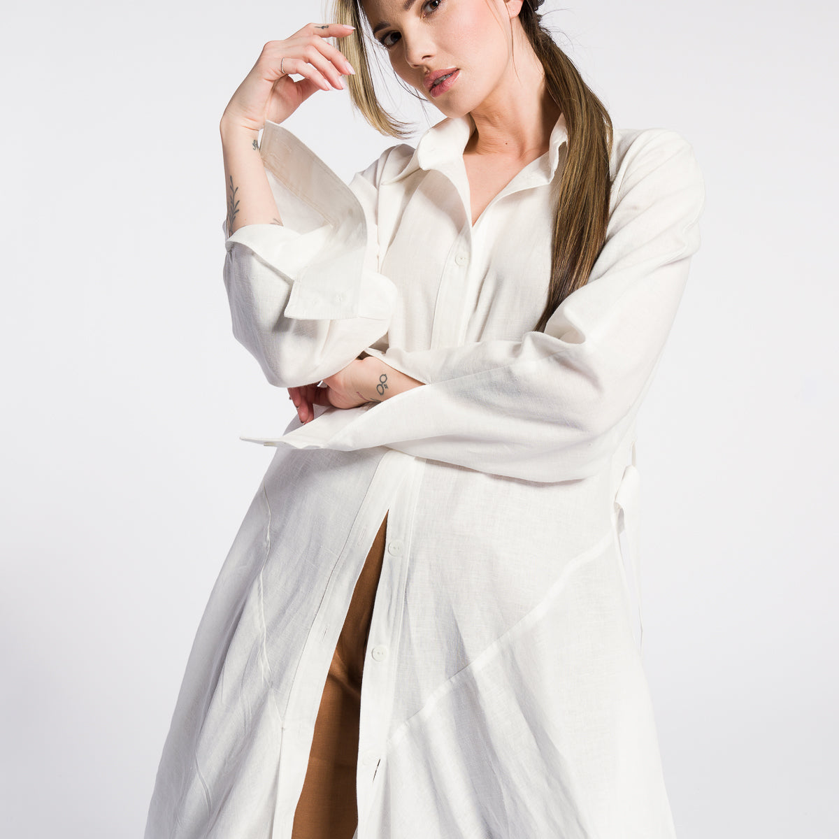 Linen Asymmetrical Maxi Tunic Sustainable OEKO-TEX Shirt Dress Linen Asymmetrical Maxi Tunic Sustainable OEKO-TEX Shirt Dress