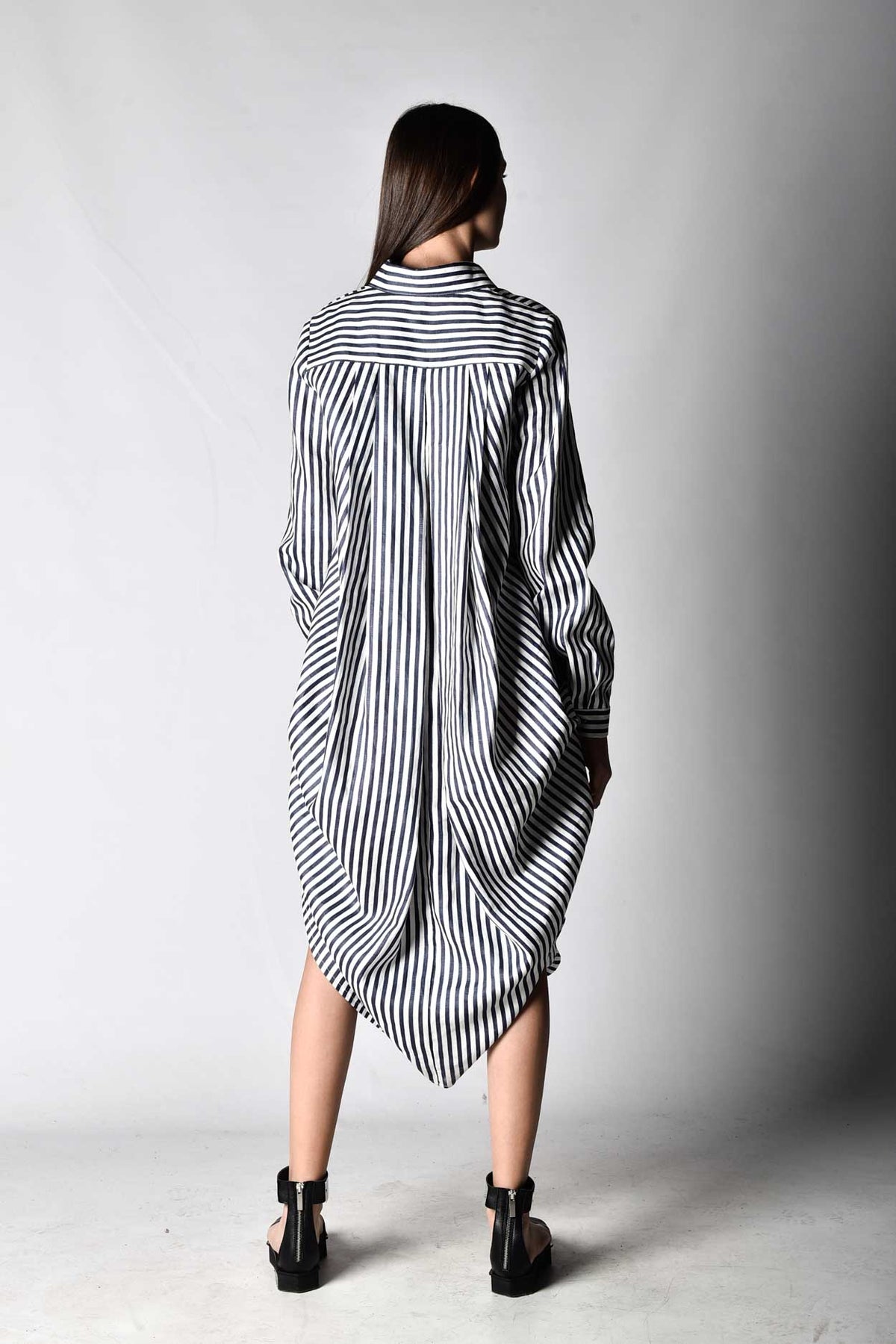 Chemise maxi d'été, chemise maxi sexy en viscose grande taille / robe-chemise élégante à rayures