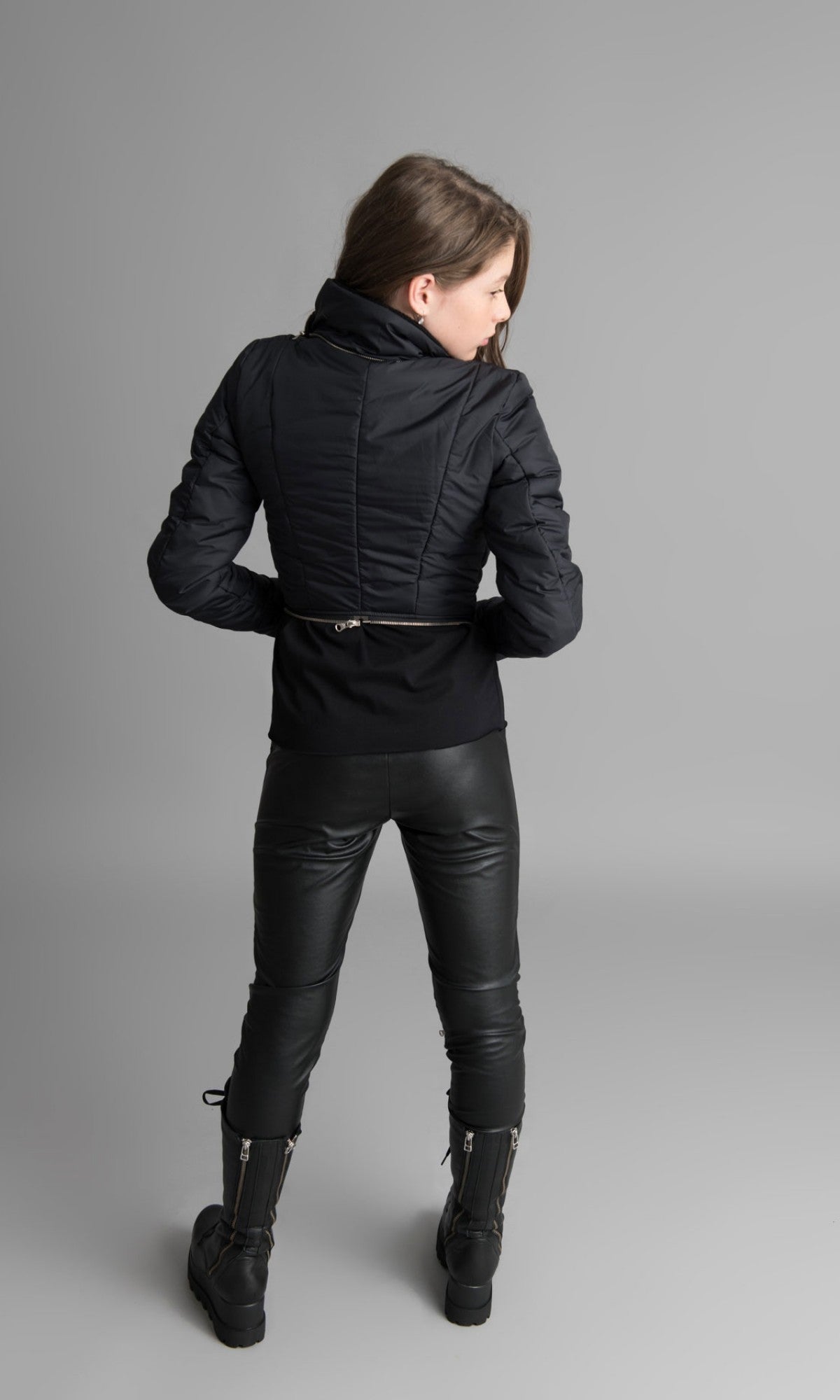 Detachable Fitted Quilted Jacket with Hood - AAKASHA