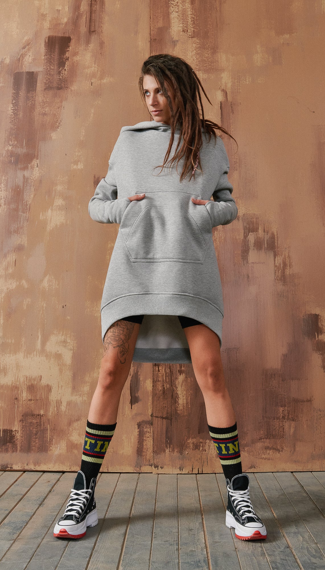 Long Hoodie With Dropped Shoulder AAKASHA Long Hoodie With Dropped Shoulder AAKASHA