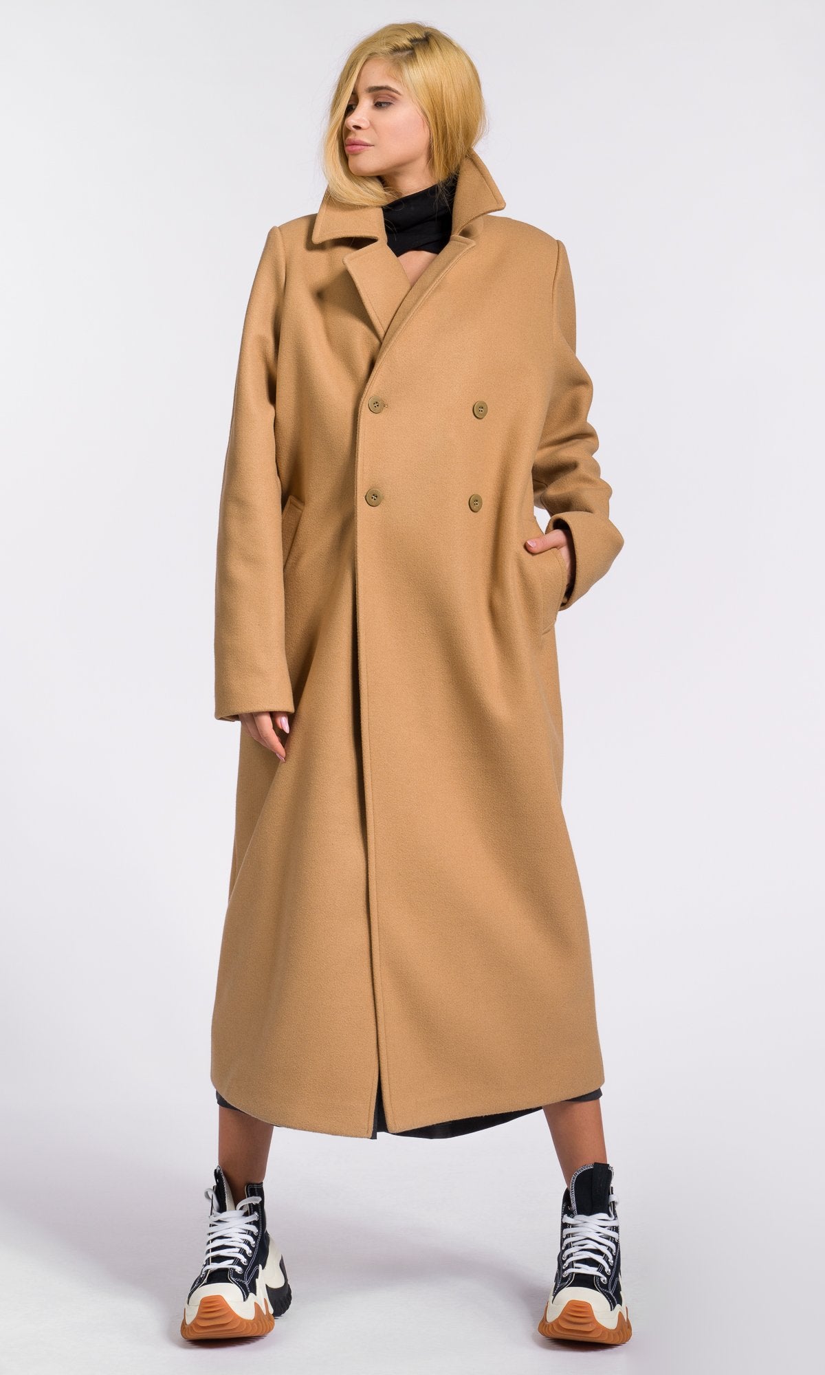 Extra Long Double Breasted Coat - AAKASHA