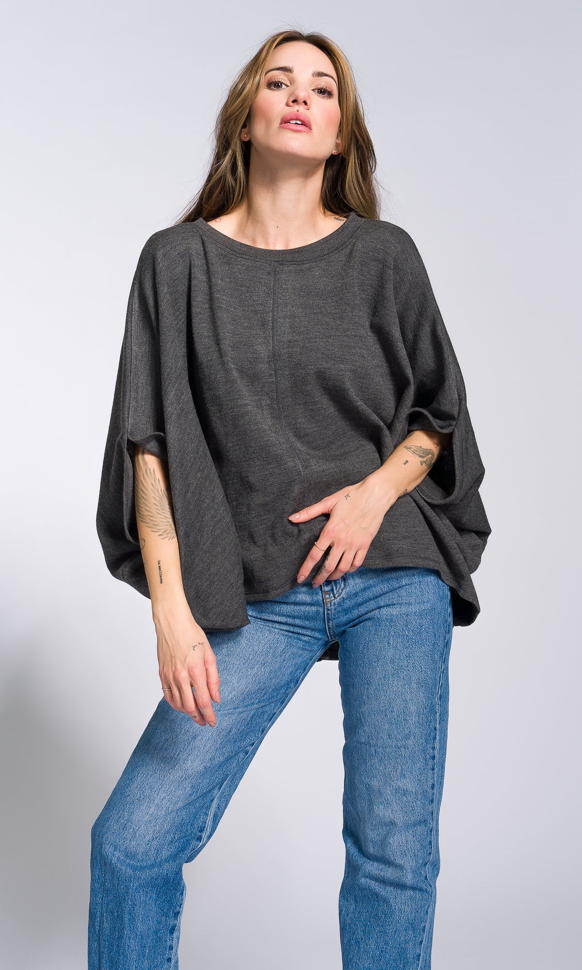 Batwing Sleeves Knit Blouse - AAKASHA