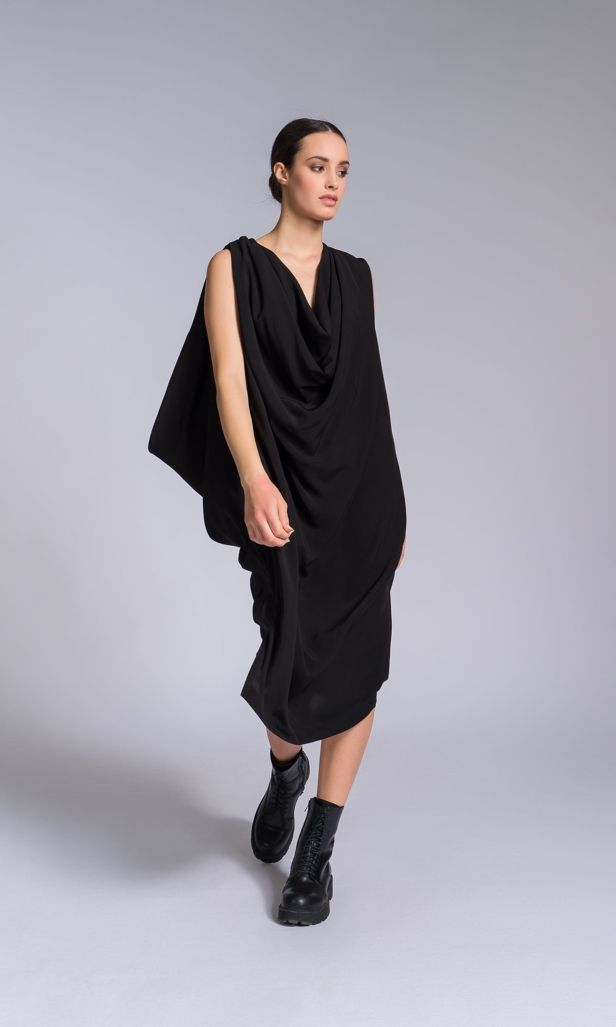 Draped Kaftan Dress with Open Back - AAKASHA