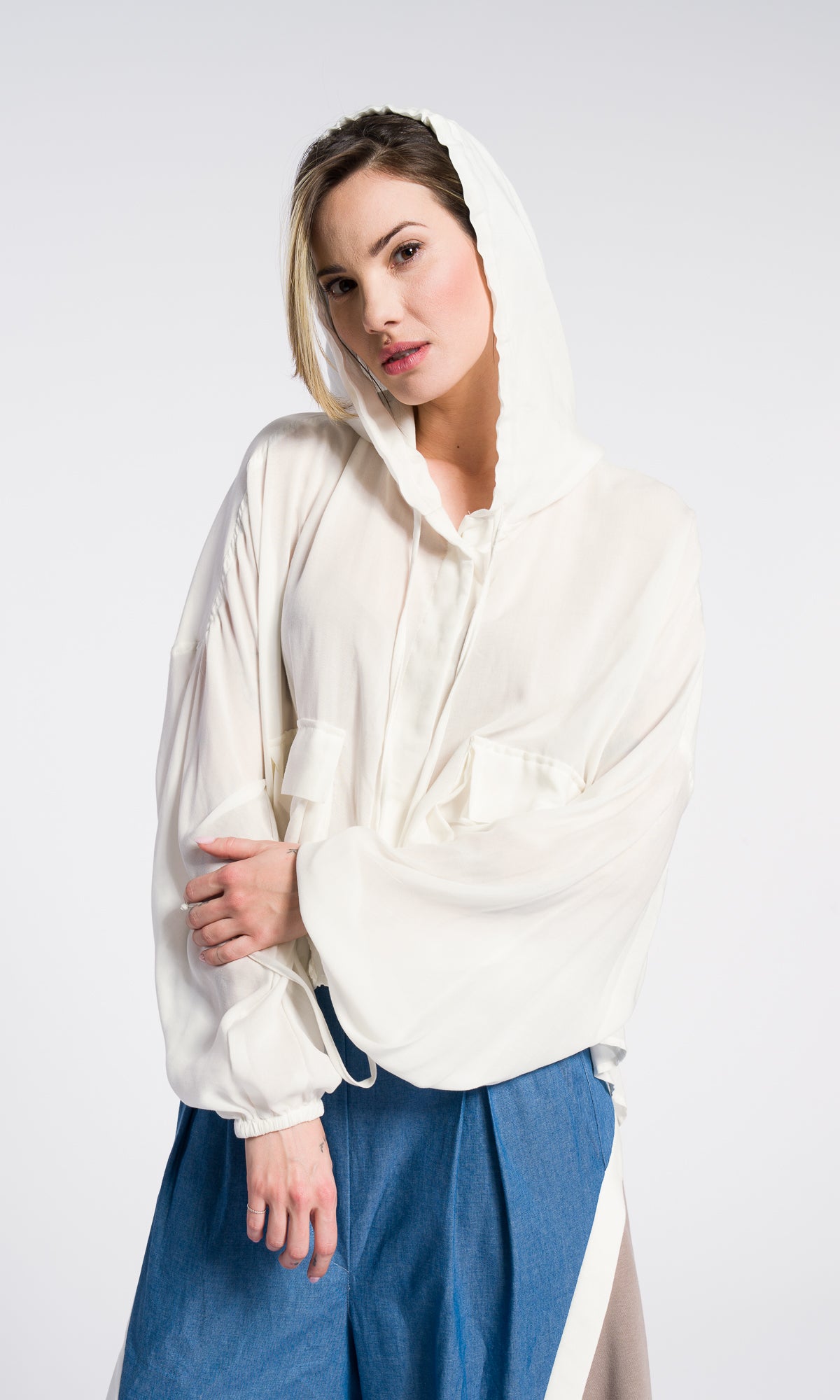 Oversize Shirt Extra Large Hooded Top Viscose Shirt with pockets and Buffon Wide Sleeves Summer Lightweight Bohemian Tunic